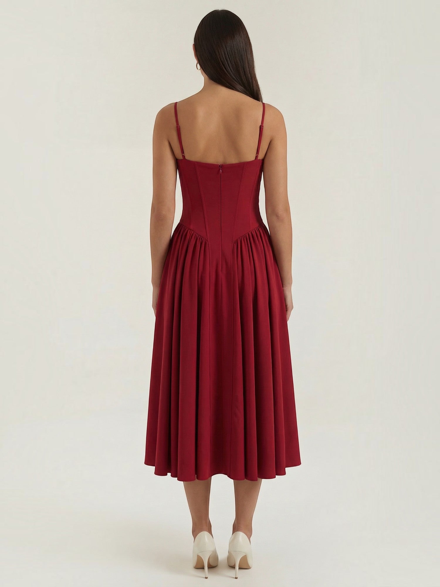 Robe femme décolleté cœur jupe évasée infroissable – Image 26