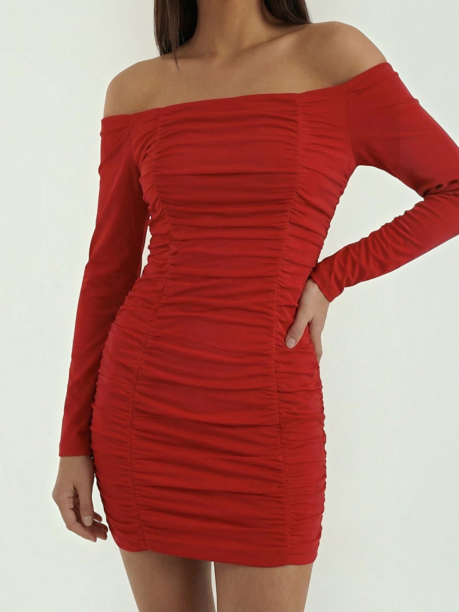 Robe de soirée femme mini froncée extensible – Image 28