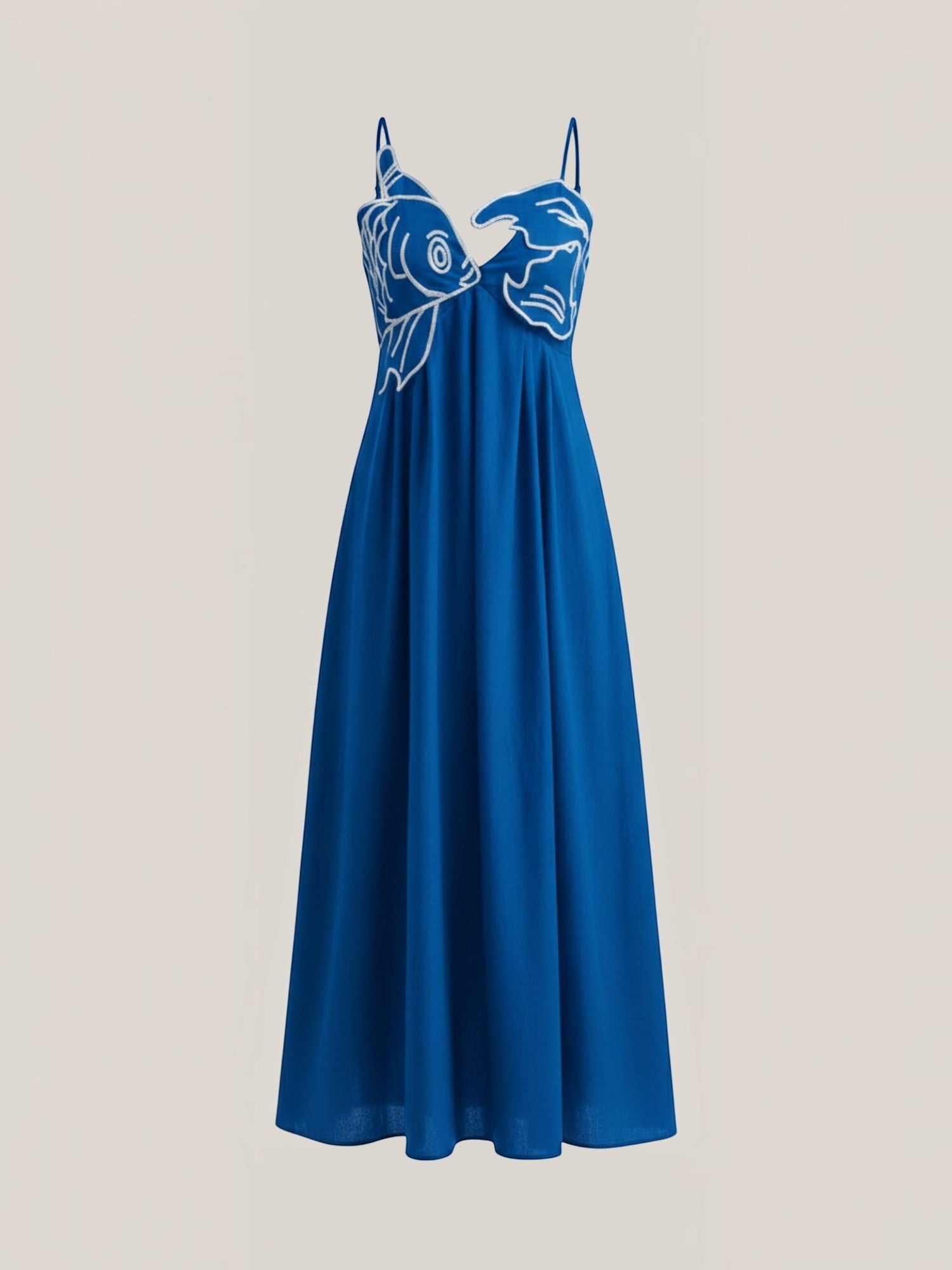 Robe femme motifs brodés poissons jupe fluide été – Image 11