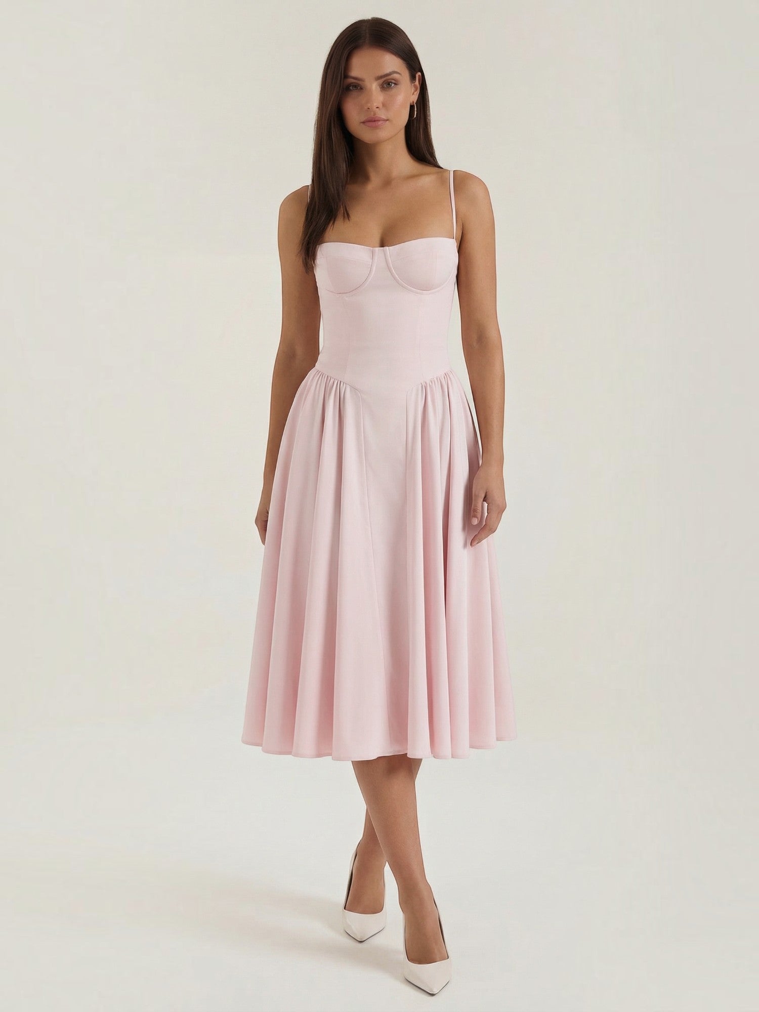 Robe femme décolleté cœur jupe évasée infroissable – Image 6