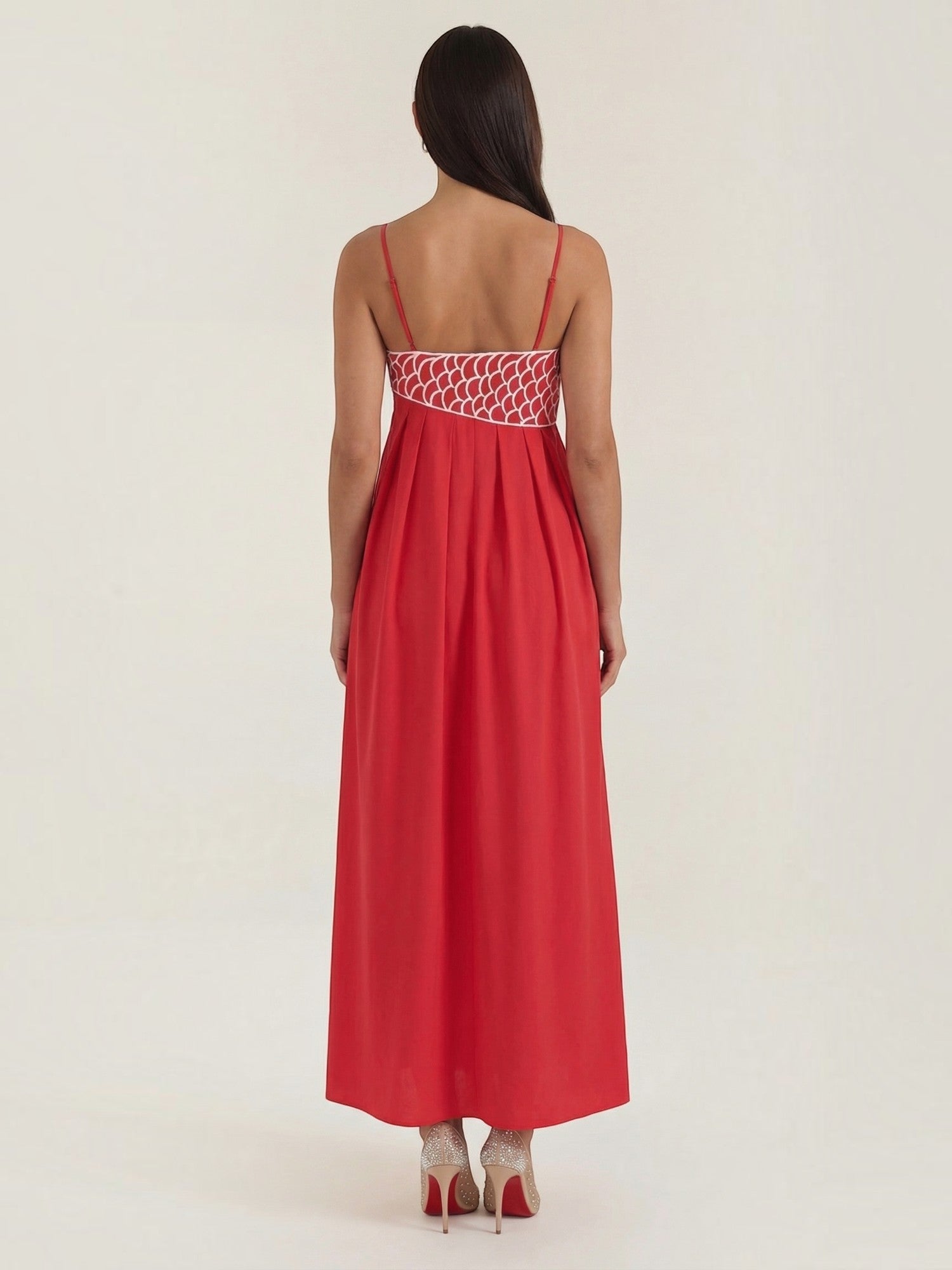 Robe femme motifs brodés poissons jupe fluide été – Image 6