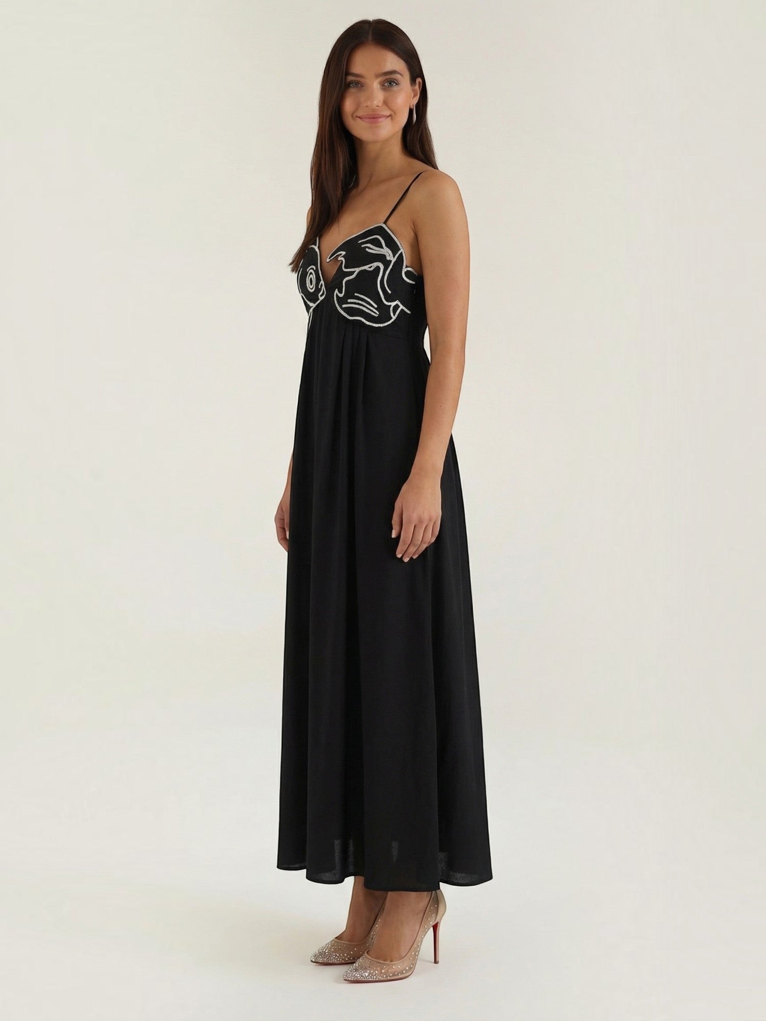 Robe femme motifs brodés poissons jupe fluide été – Image 12