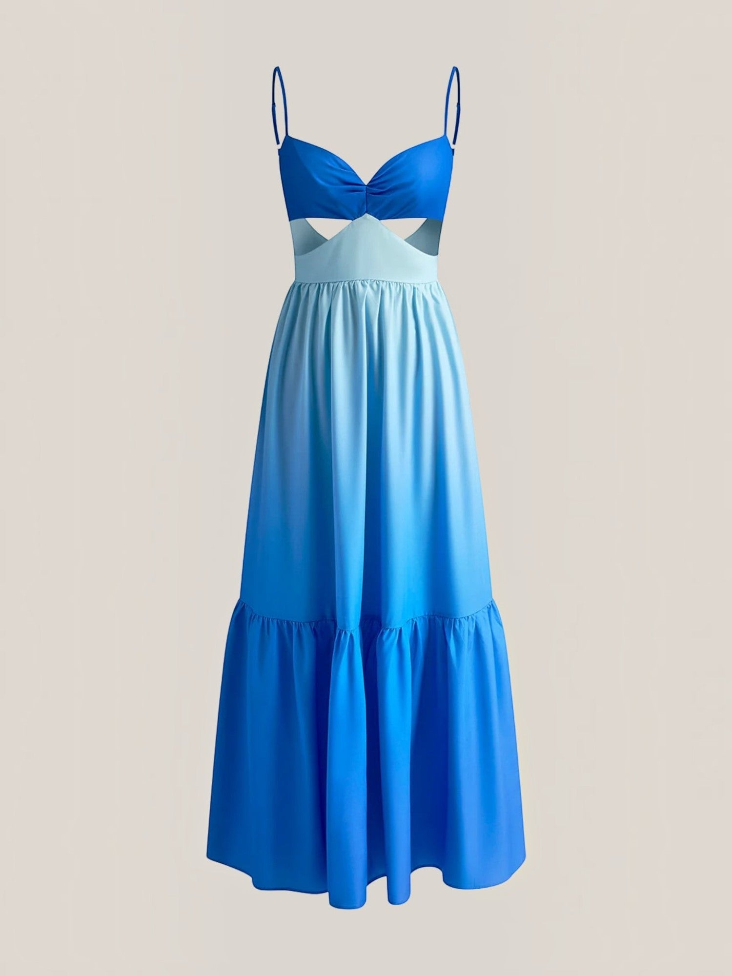 Robe femme longue dégradé bleu découpes taille – Image 5