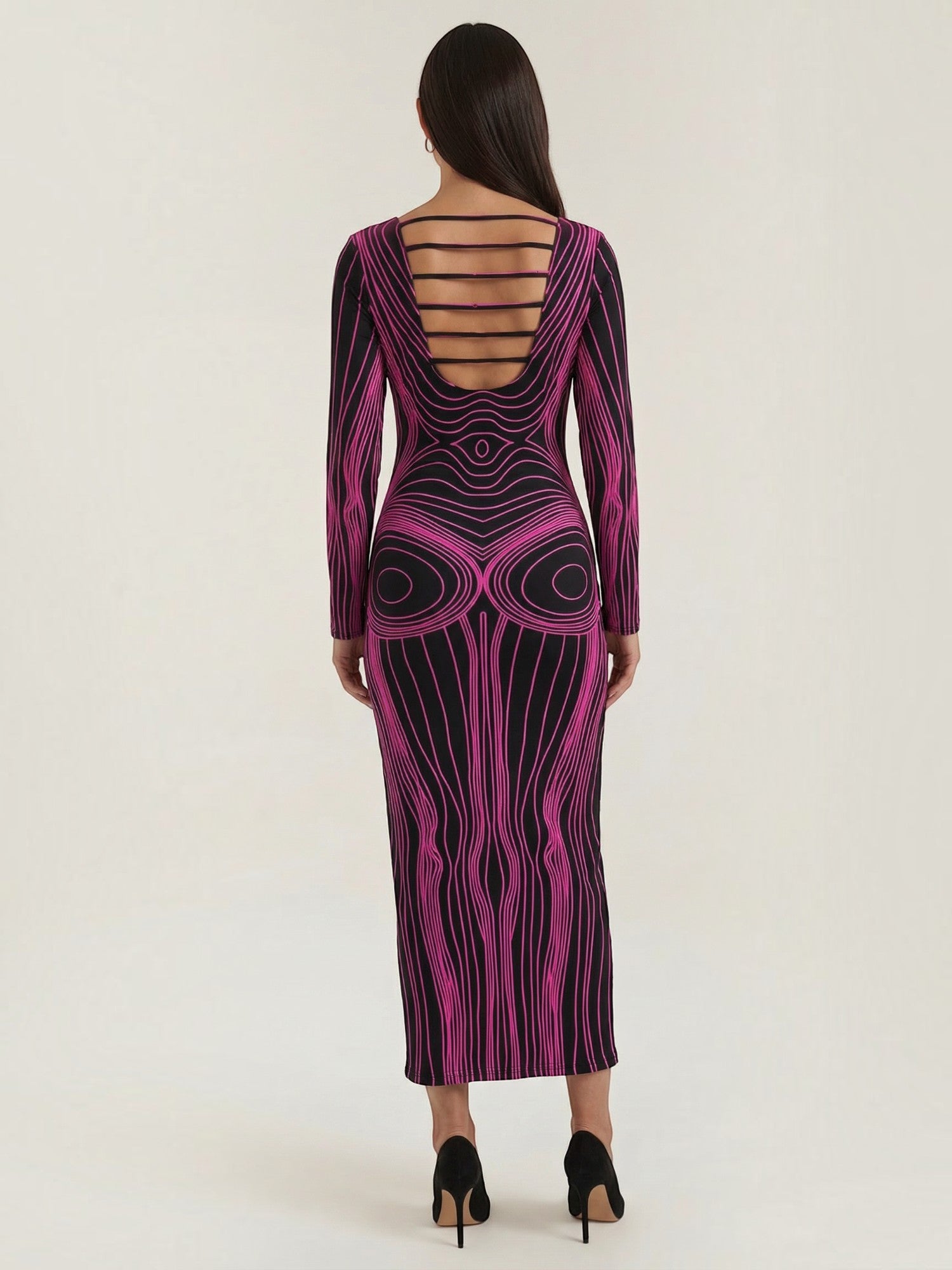 Robe femme longue imprimé illusion d'optique – Image 9