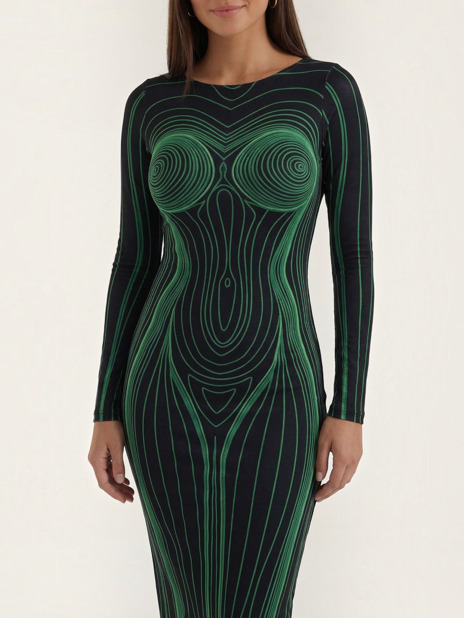 Robe femme longue imprimé illusion d'optique – Image 4