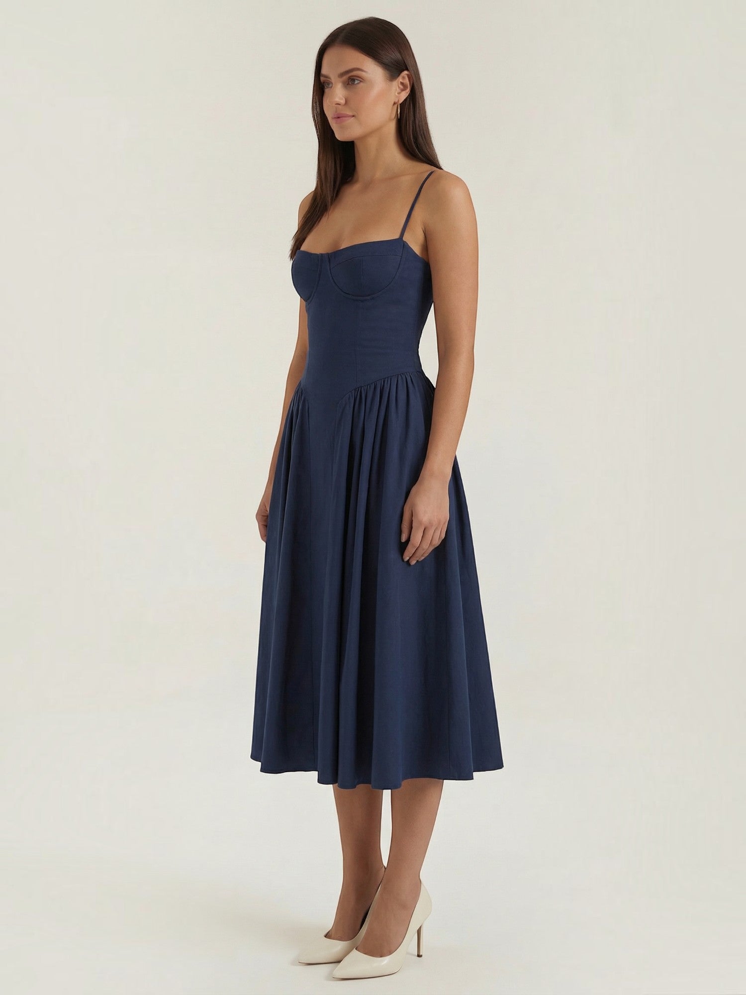 Robe femme décolleté cœur jupe évasée infroissable – Image 12