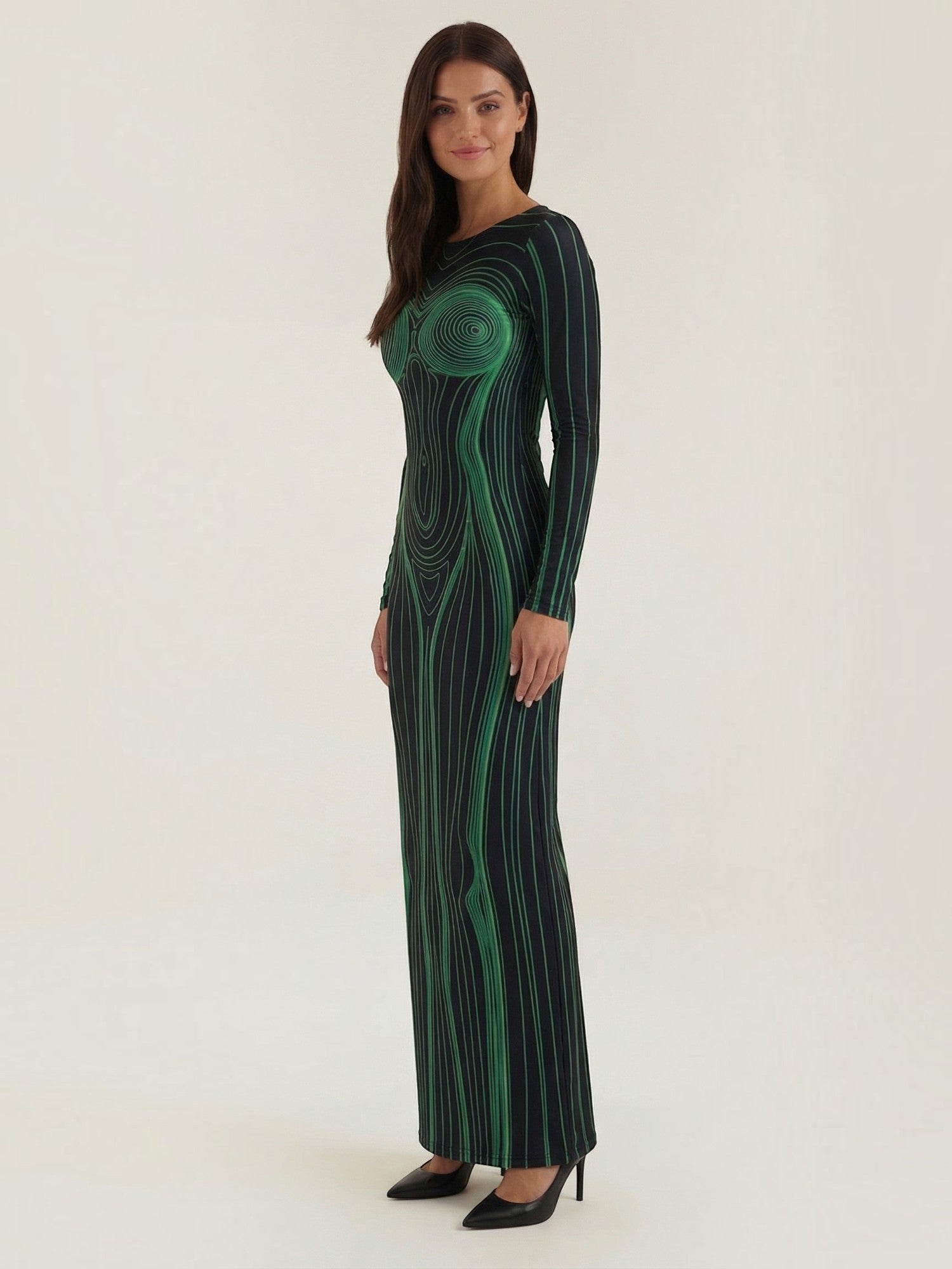 Robe femme longue imprimé illusion d'optique – Image 3