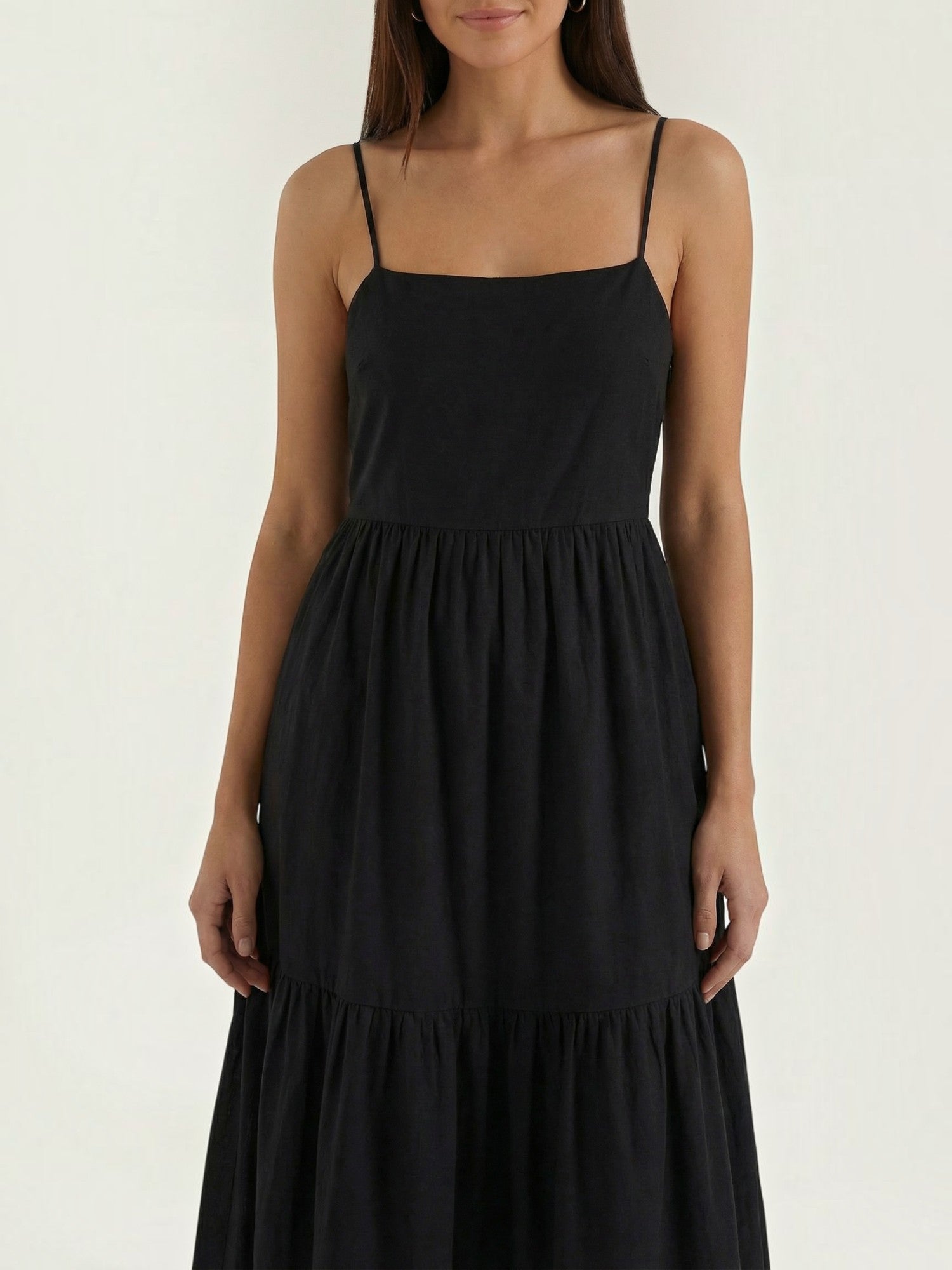 Robe femme longue encolure carrée bretelles fines fluide – Image 3