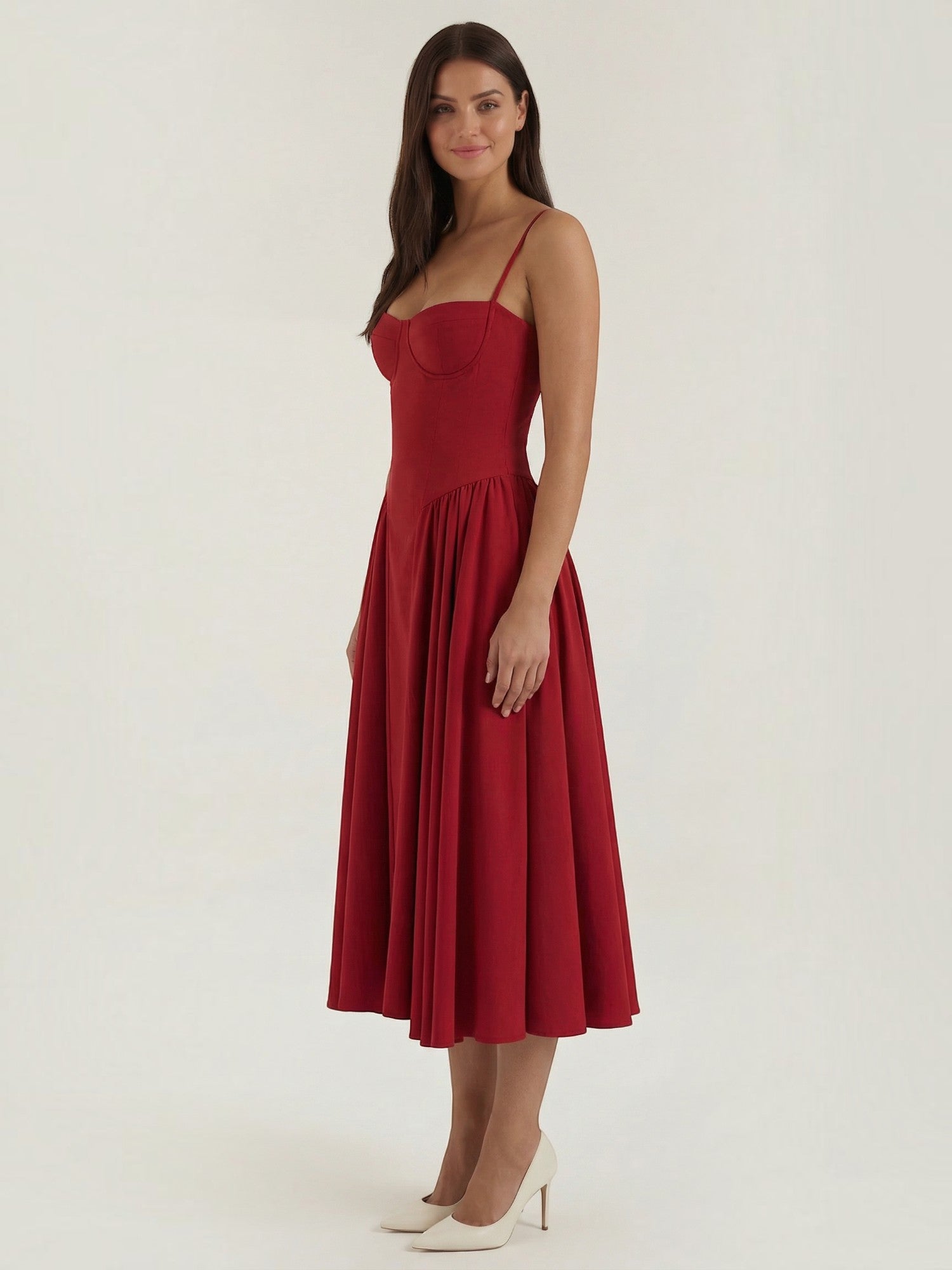 Robe femme décolleté cœur jupe évasée infroissable – Image 24