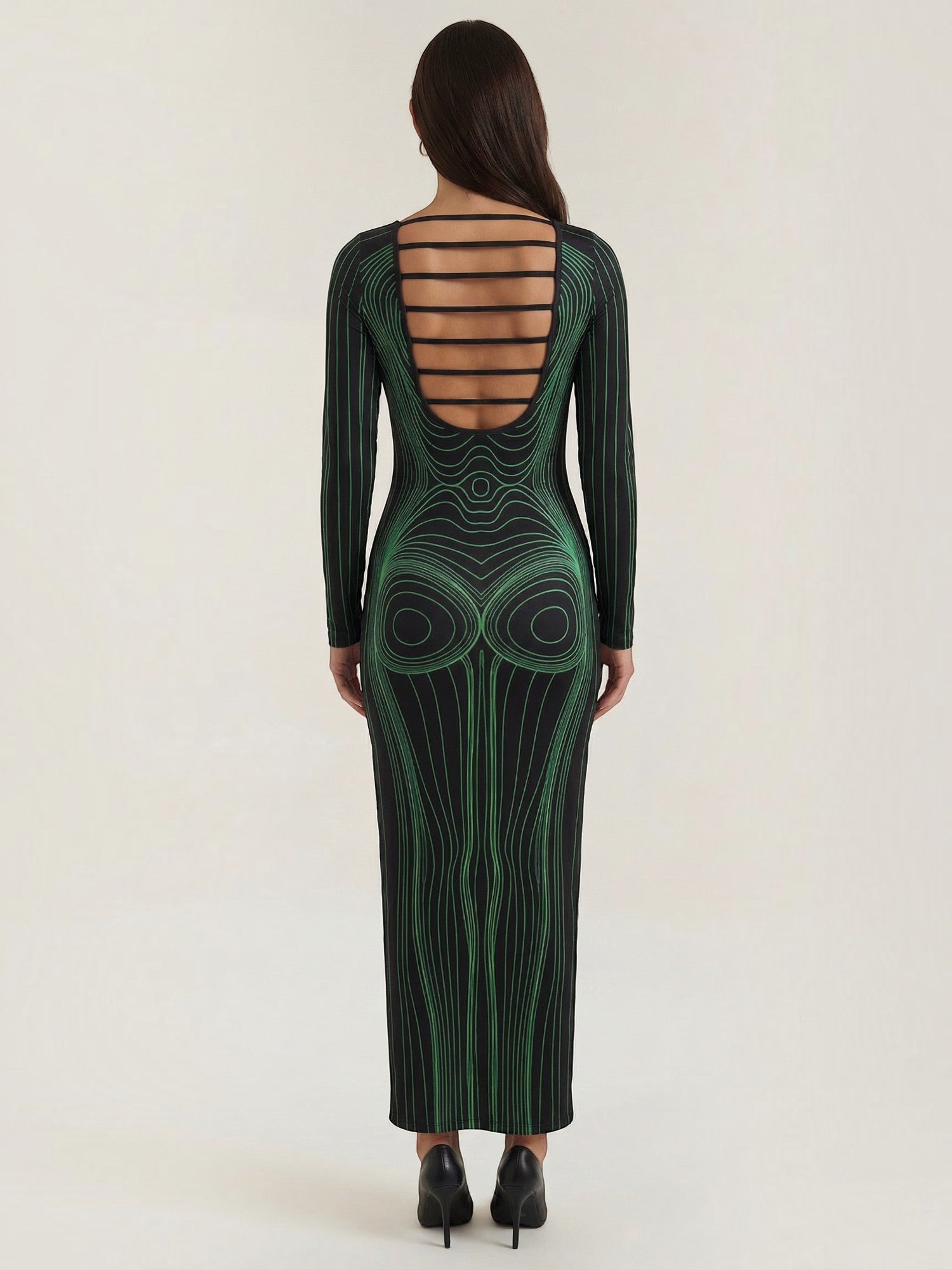 Robe femme longue imprimé illusion d'optique – Image 6