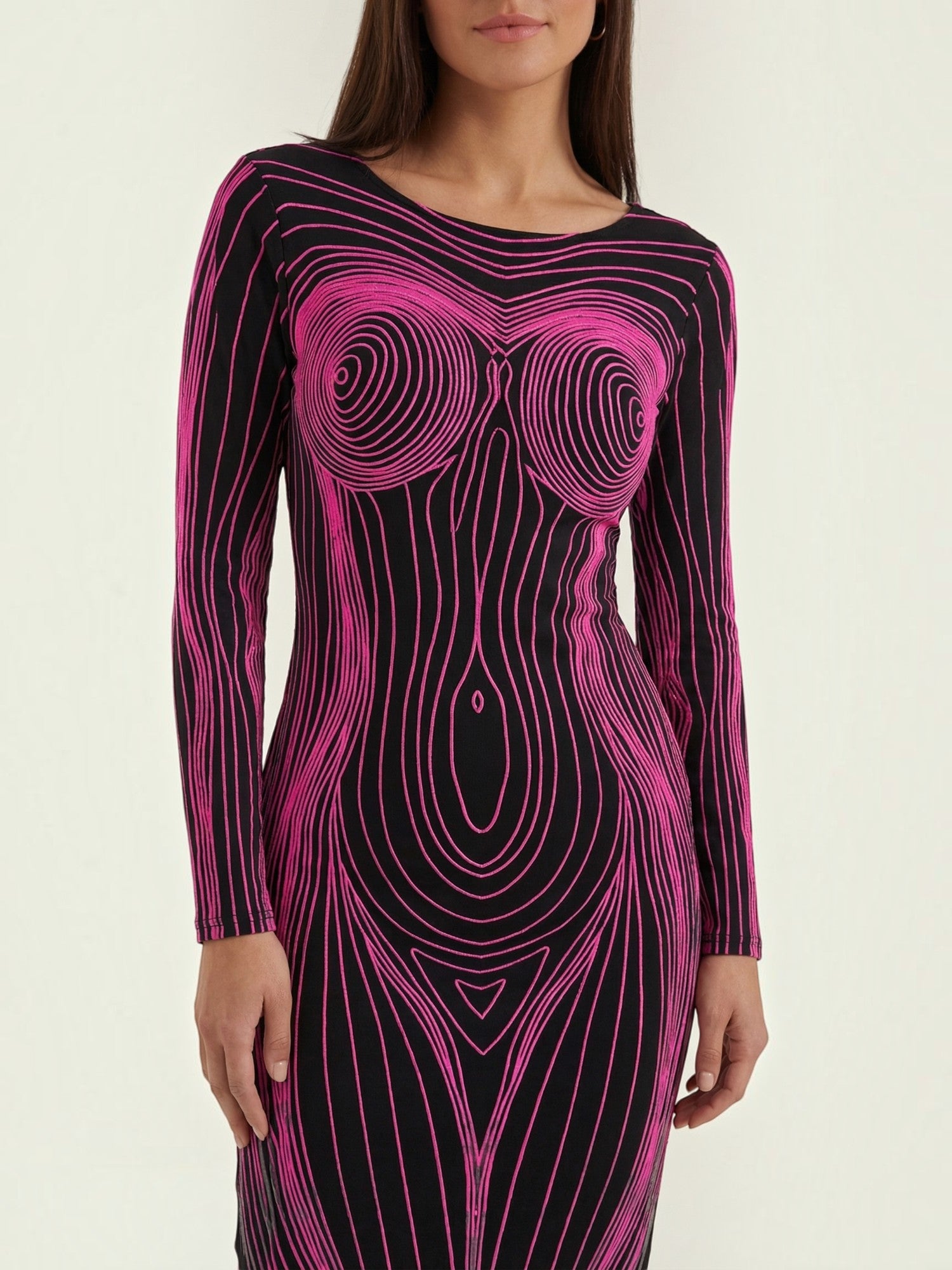 Robe femme longue imprimé illusion d'optique – Image 8