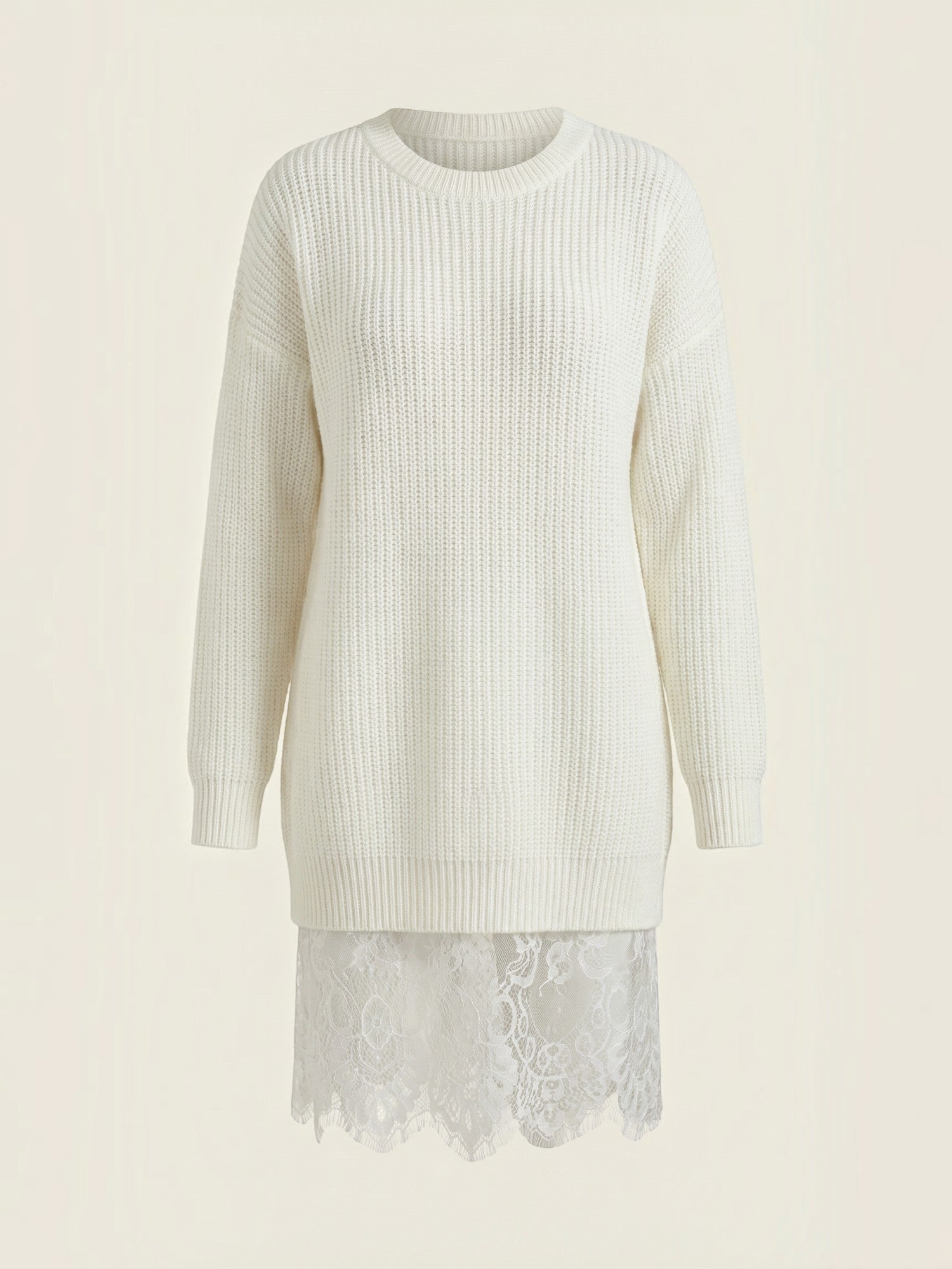 Robe en maille femme épaule dénudée dentelle romantique – Image 11