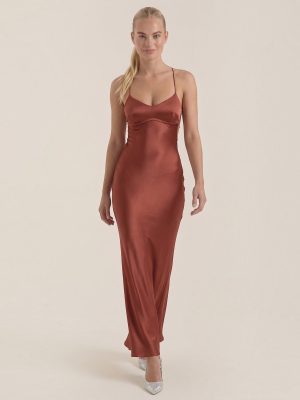 Robe femme de soirée décolleté V dos croisé fluide