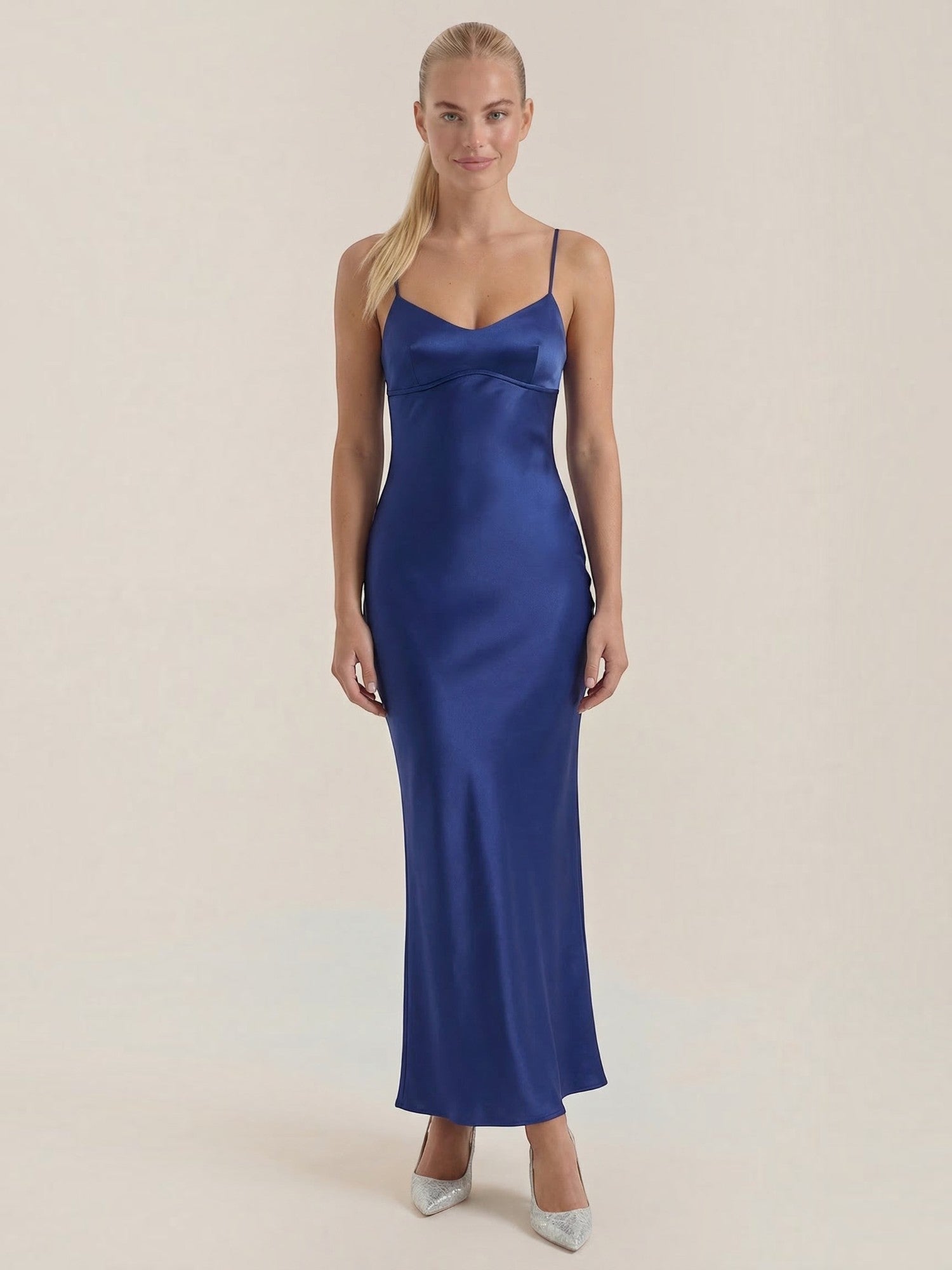 Robe femme de soirée décolleté V dos croisé fluide – Image 4