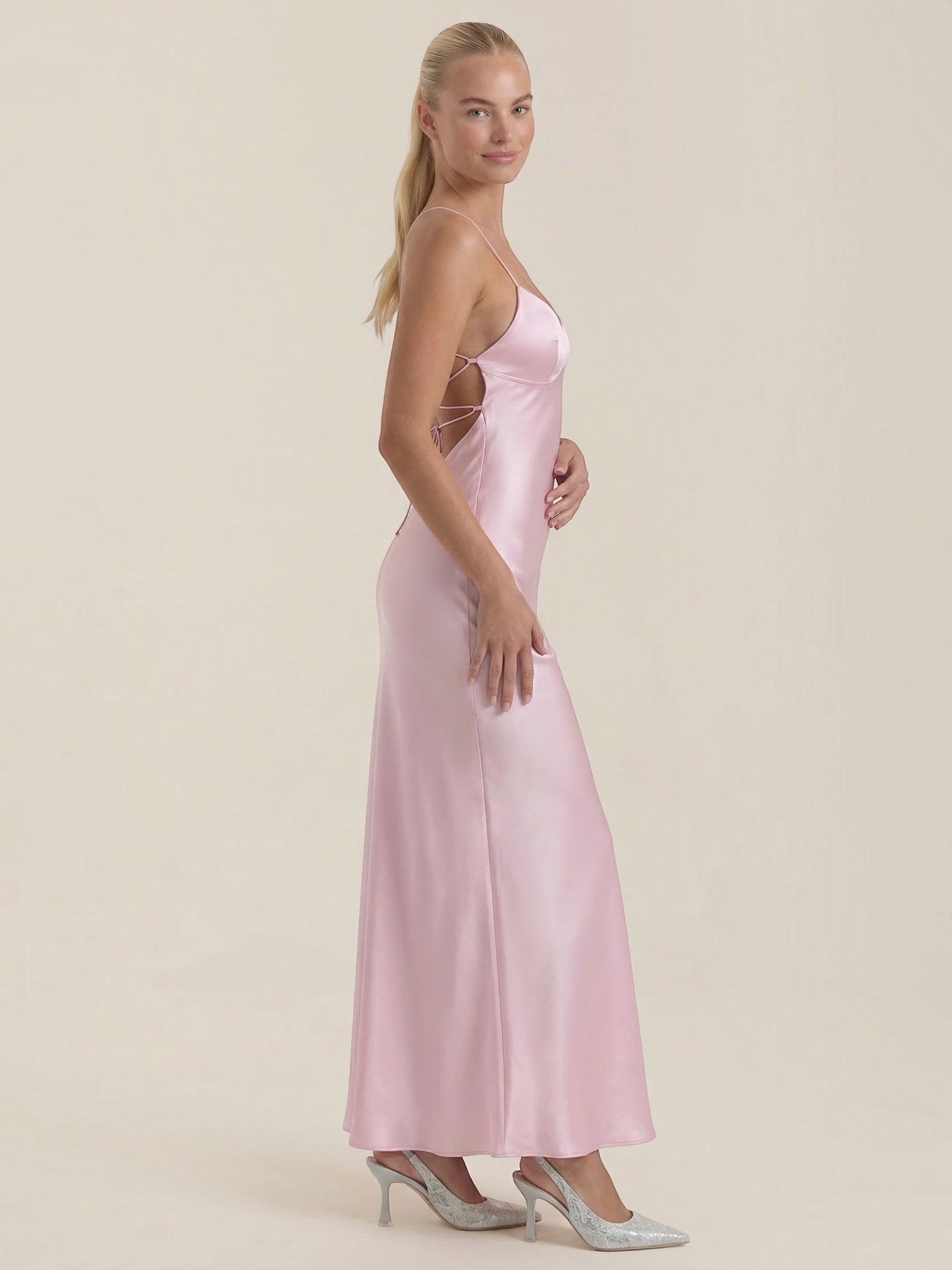 Robe femme de soirée décolleté V dos croisé fluide – Image 22