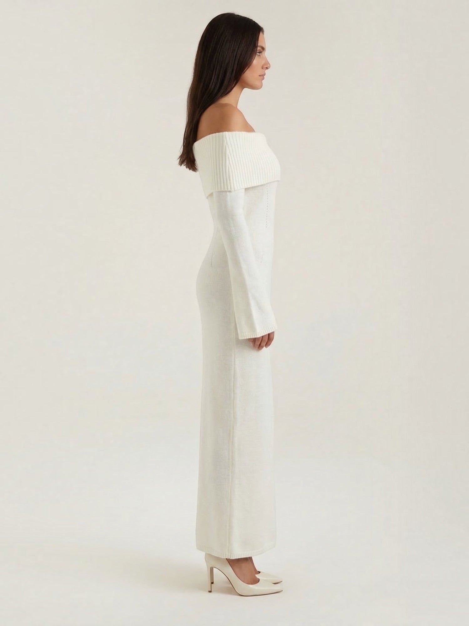 Robe femme maxi épaules dénudées maille douce – Image 12