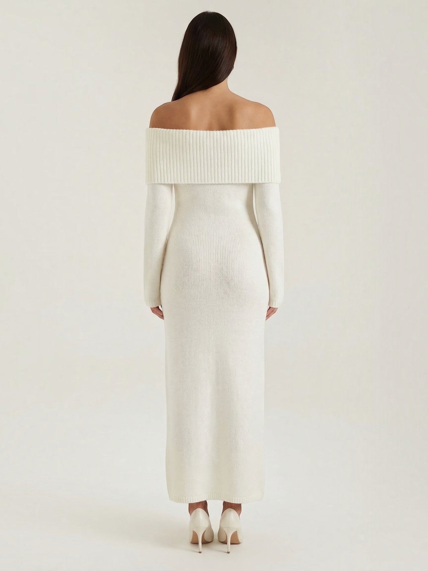Robe femme maxi épaules dénudées maille douce – Image 14