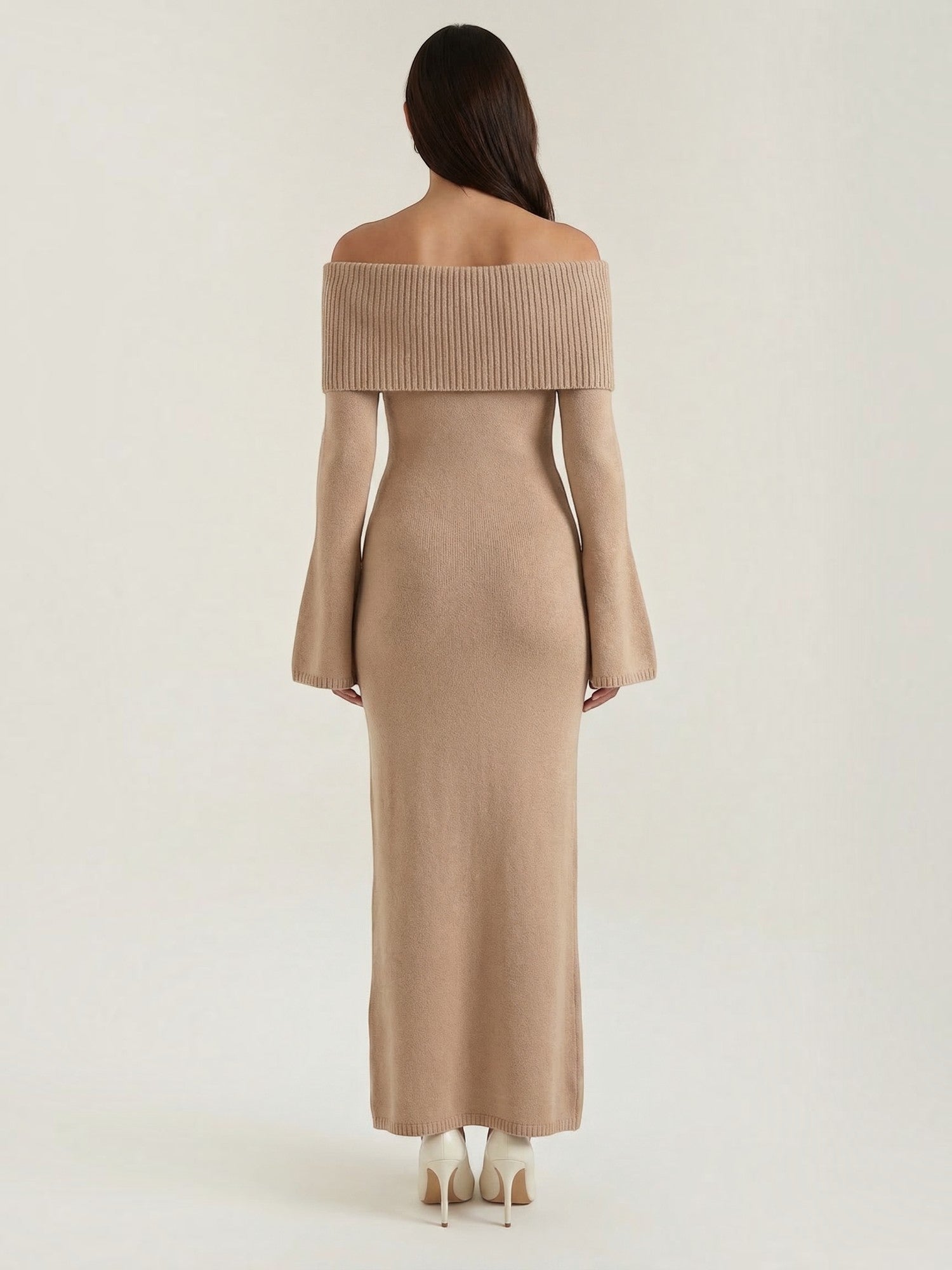 Robe femme maxi épaules dénudées maille douce – Image 6