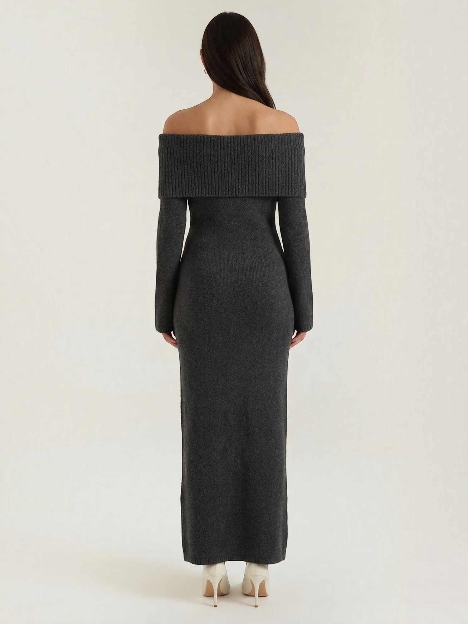 Robe femme maxi épaules dénudées maille douce – Image 10