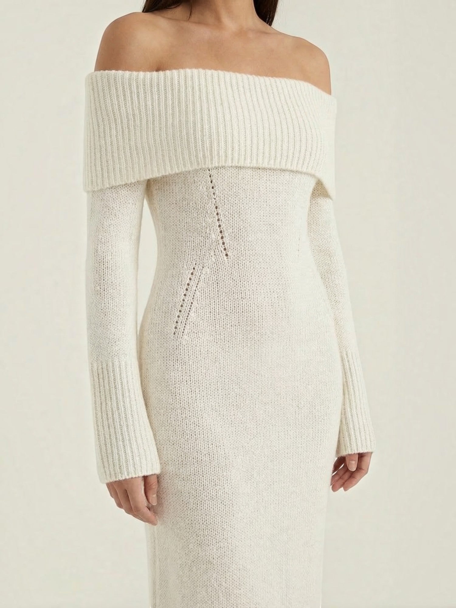 Robe femme maxi épaules dénudées maille douce – Image 13