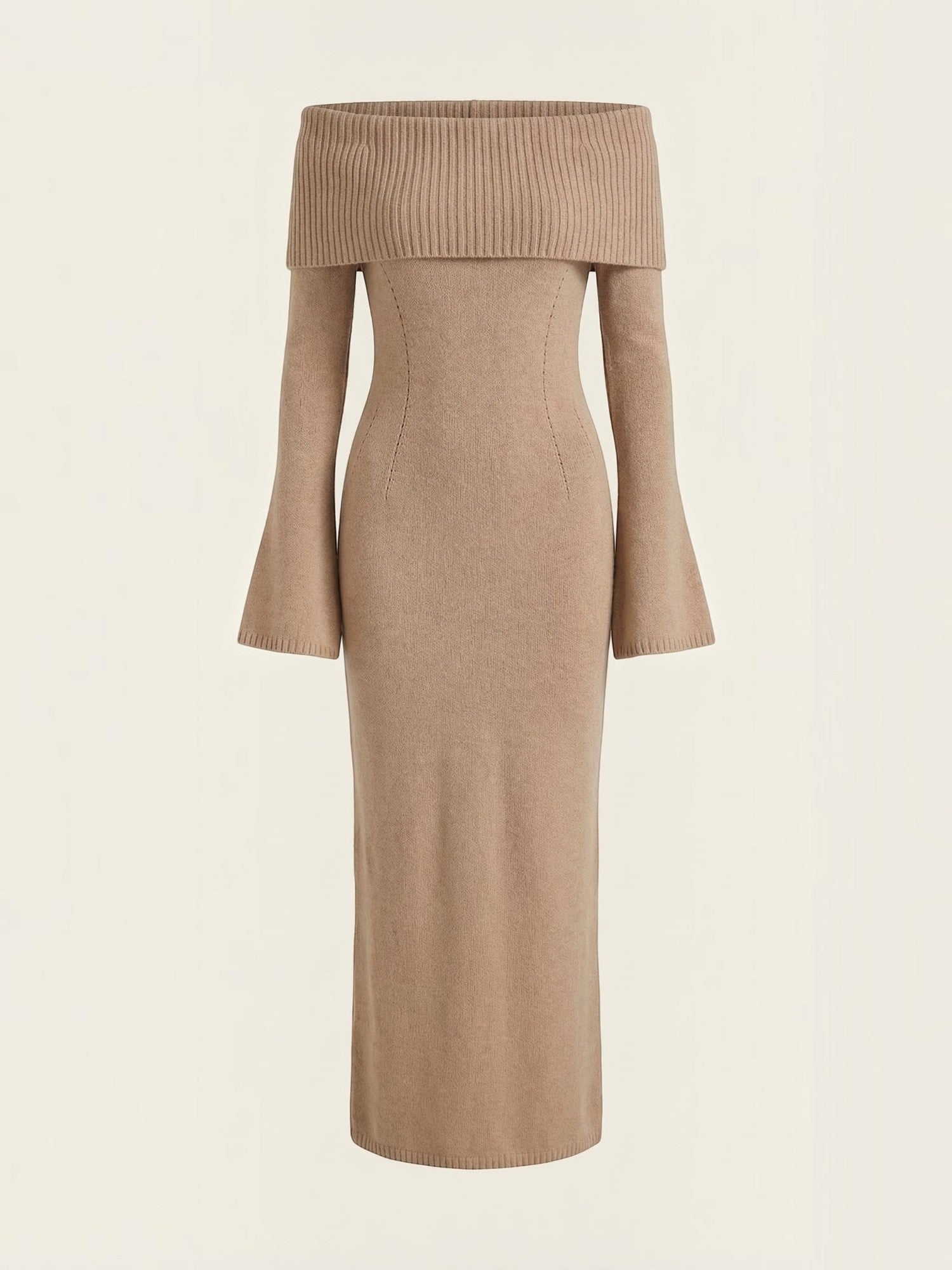 Robe femme maxi épaules dénudées maille douce – Image 7
