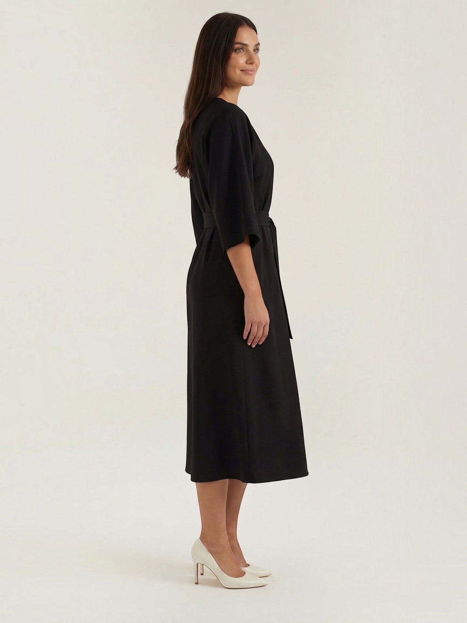 Robe femme ceinture nouée jupe asymétrique infroissable – Image 13