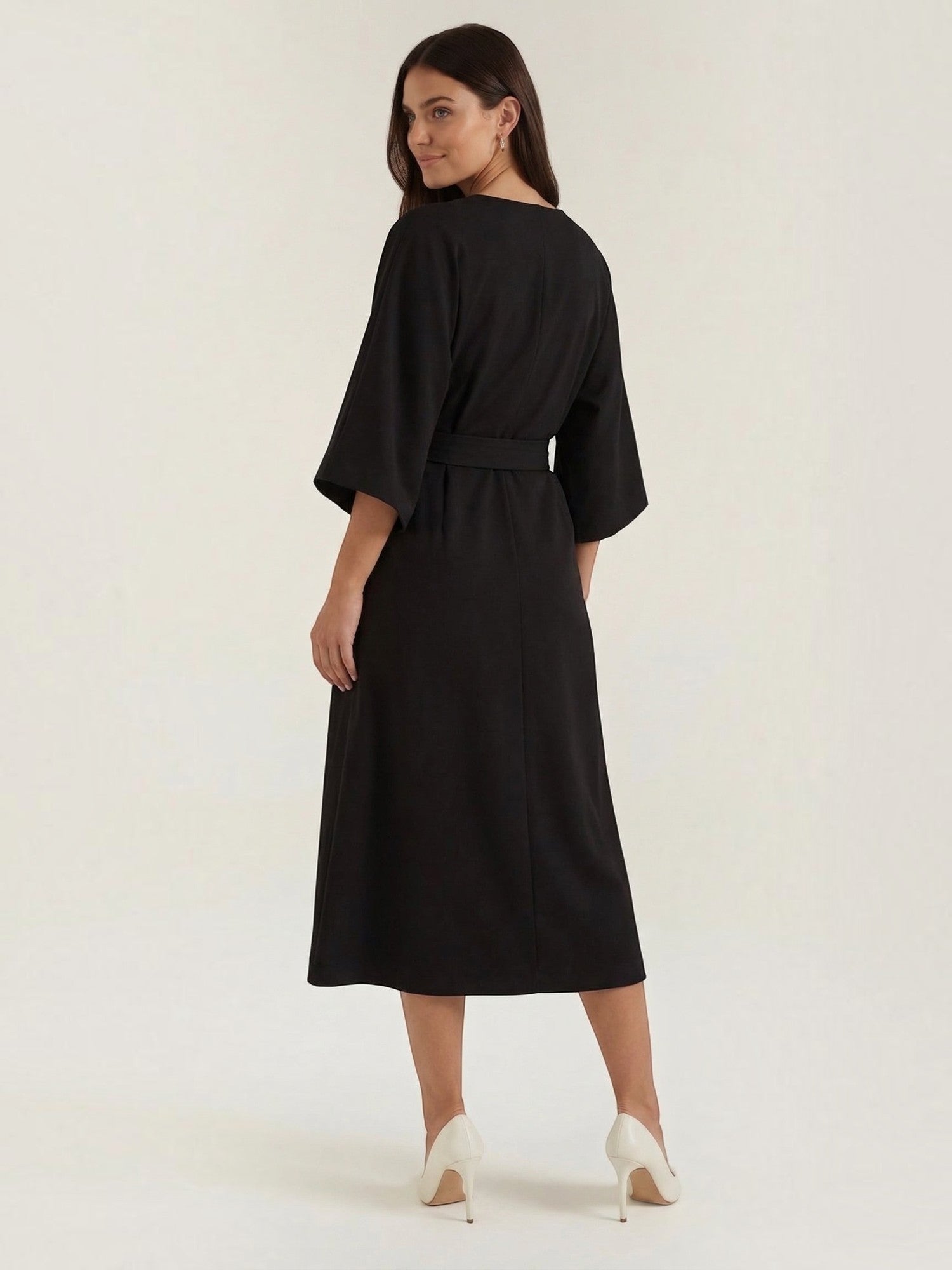 Robe femme ceinture nouée jupe asymétrique infroissable – Image 15
