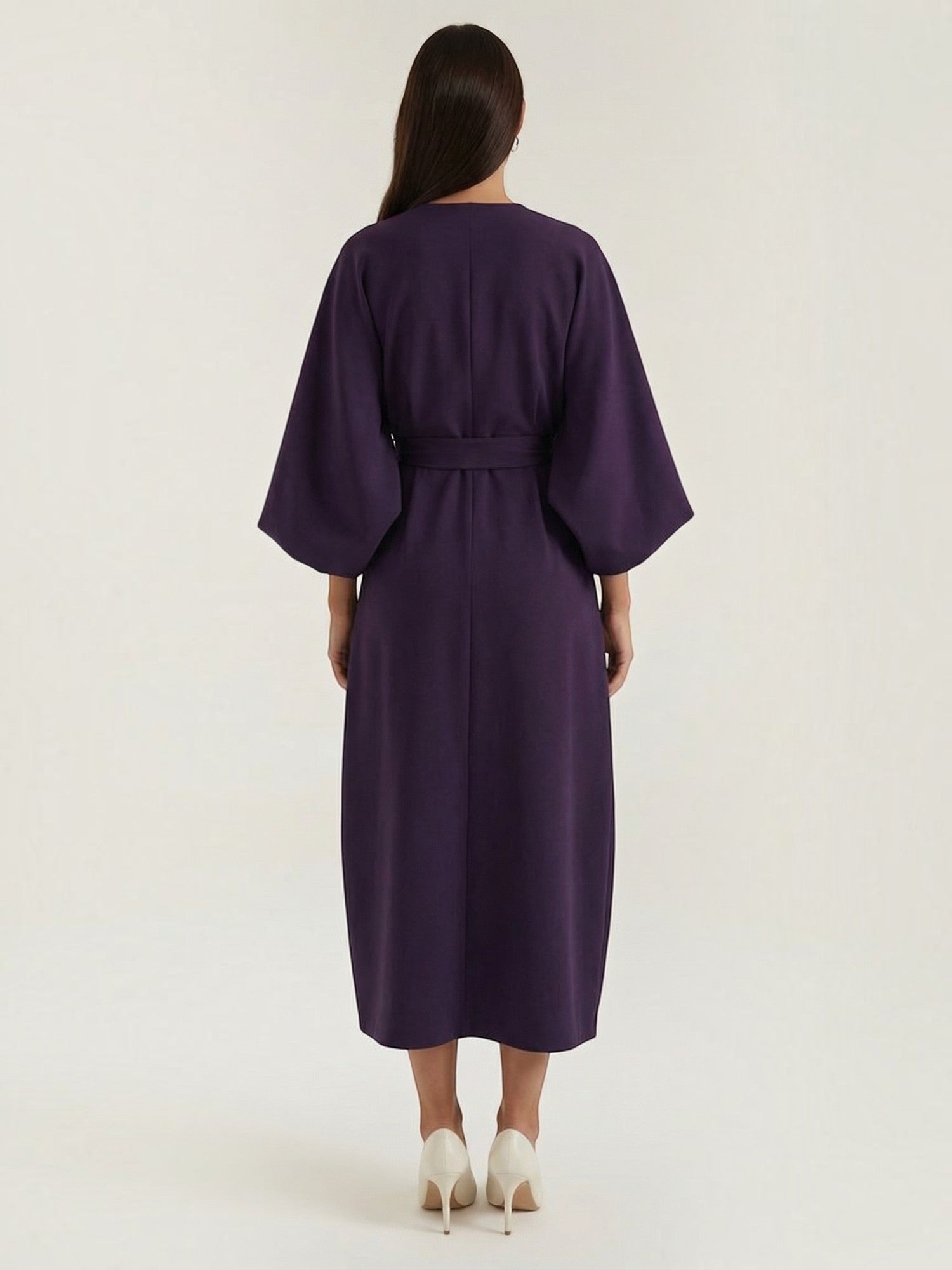 Robe femme ceinture nouée jupe asymétrique infroissable – Image 31