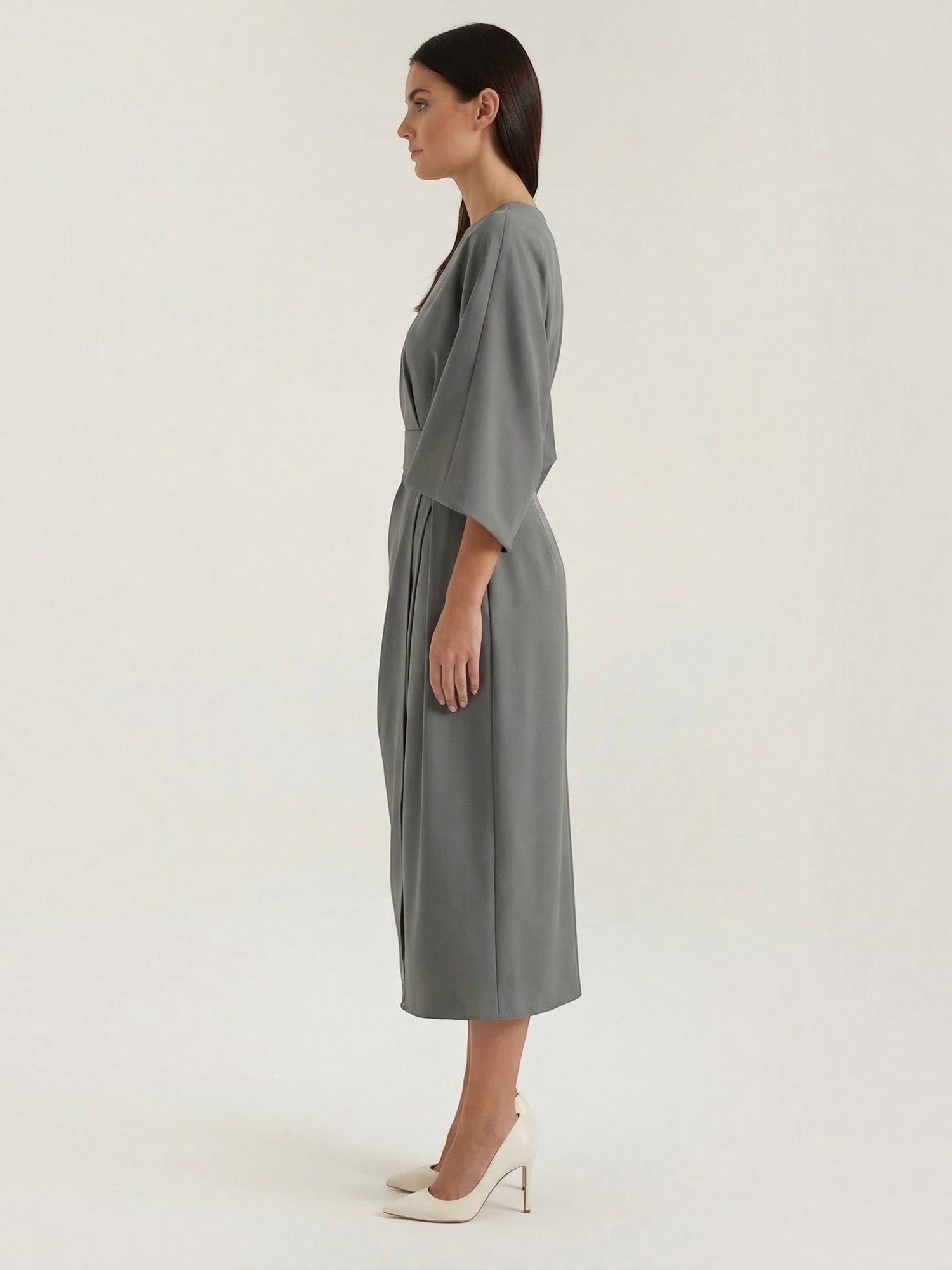 Robe femme ceinture nouée jupe asymétrique infroissable – Image 37