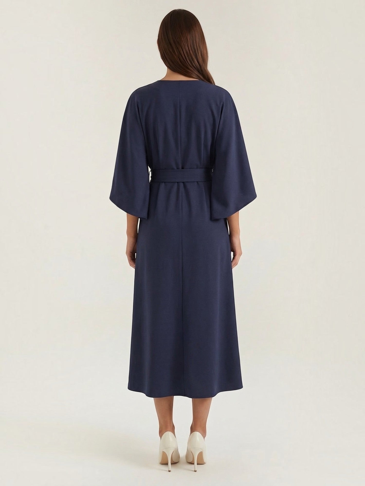Robe femme ceinture nouée jupe asymétrique infroissable – Image 19