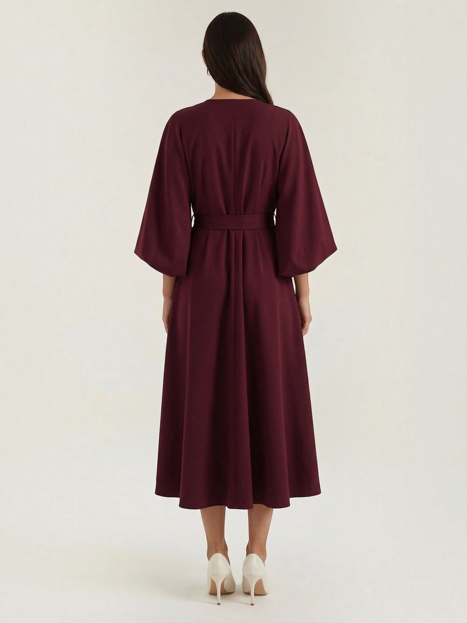 Robe femme ceinture nouée jupe asymétrique infroissable – Image 27