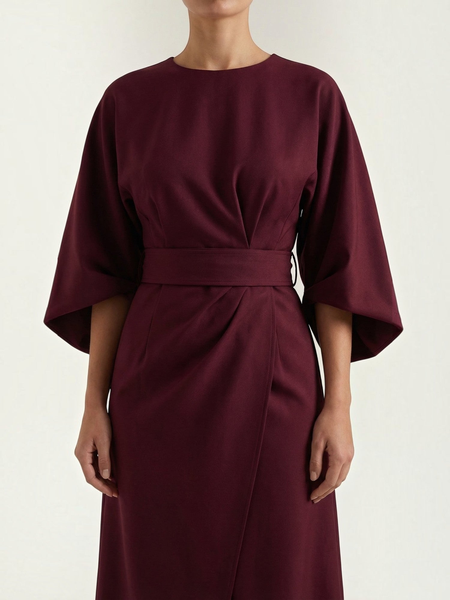Robe femme ceinture nouée jupe asymétrique infroissable – Image 26
