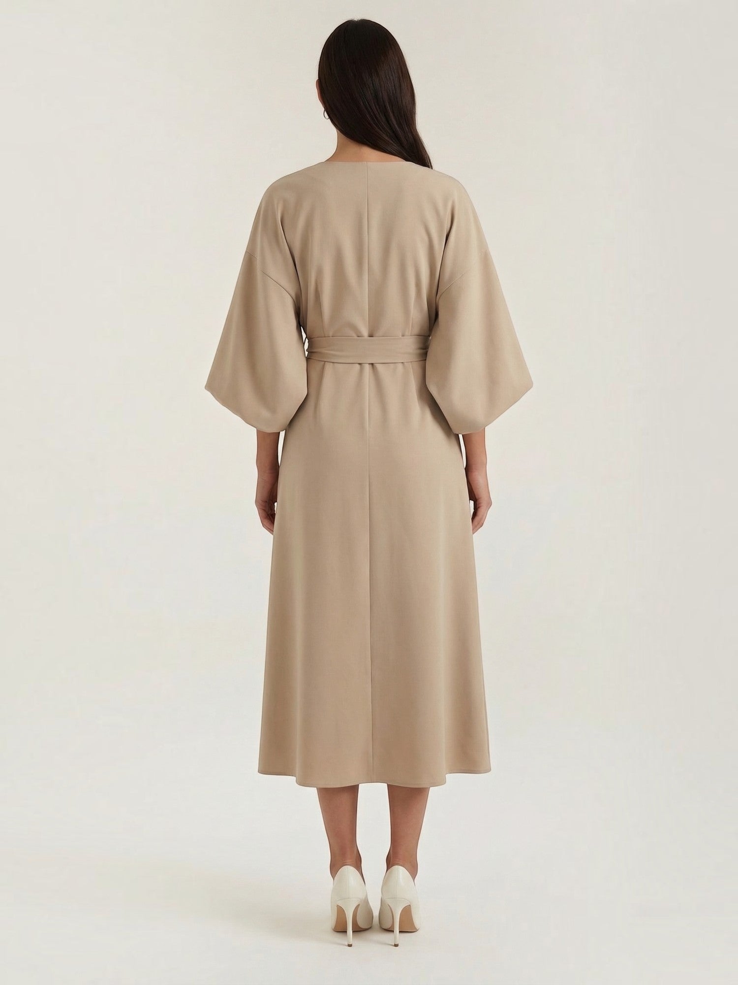 Robe femme ceinture nouée jupe asymétrique infroissable – Image 11
