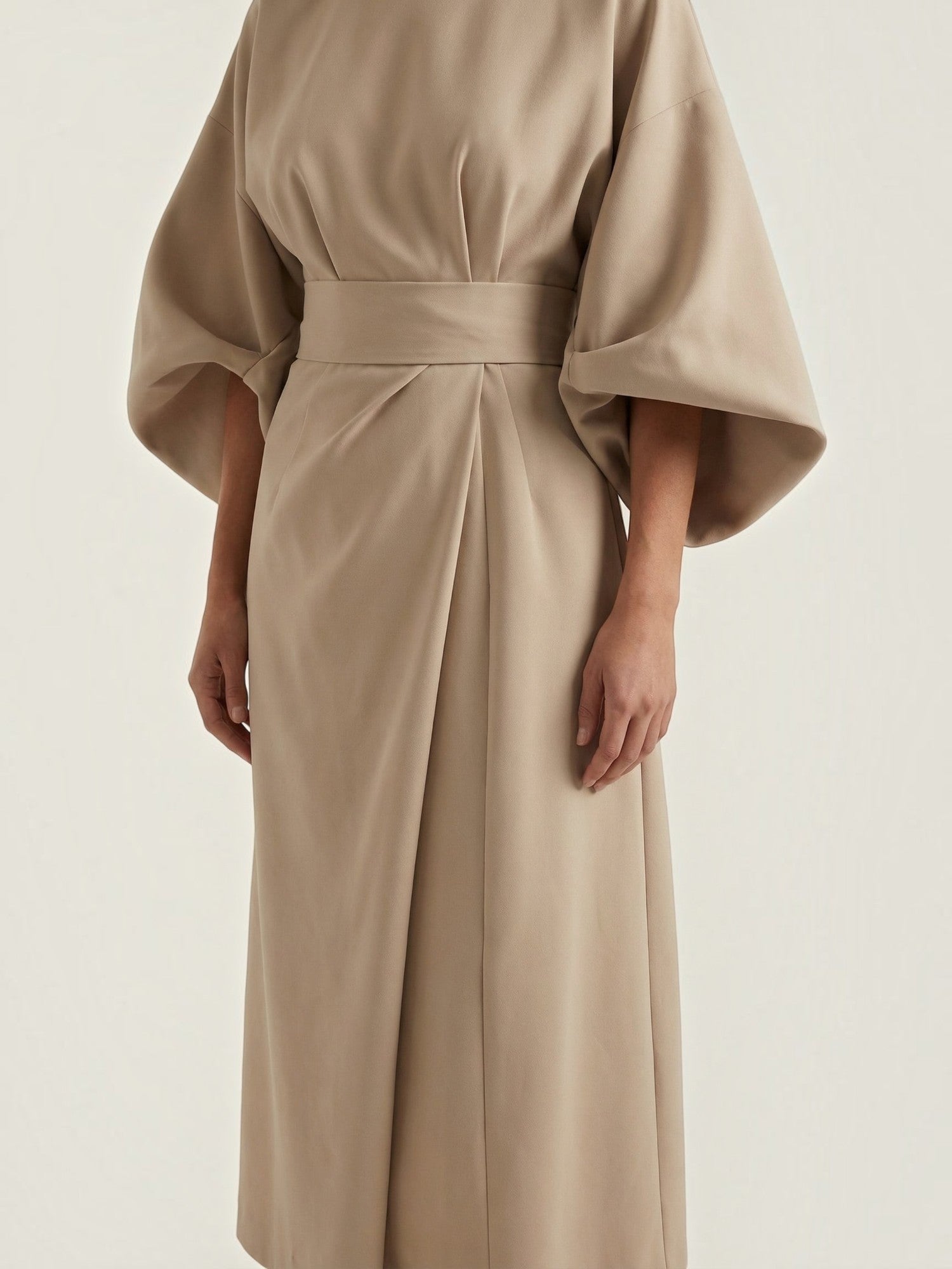 Robe femme ceinture nouée jupe asymétrique infroissable – Image 10