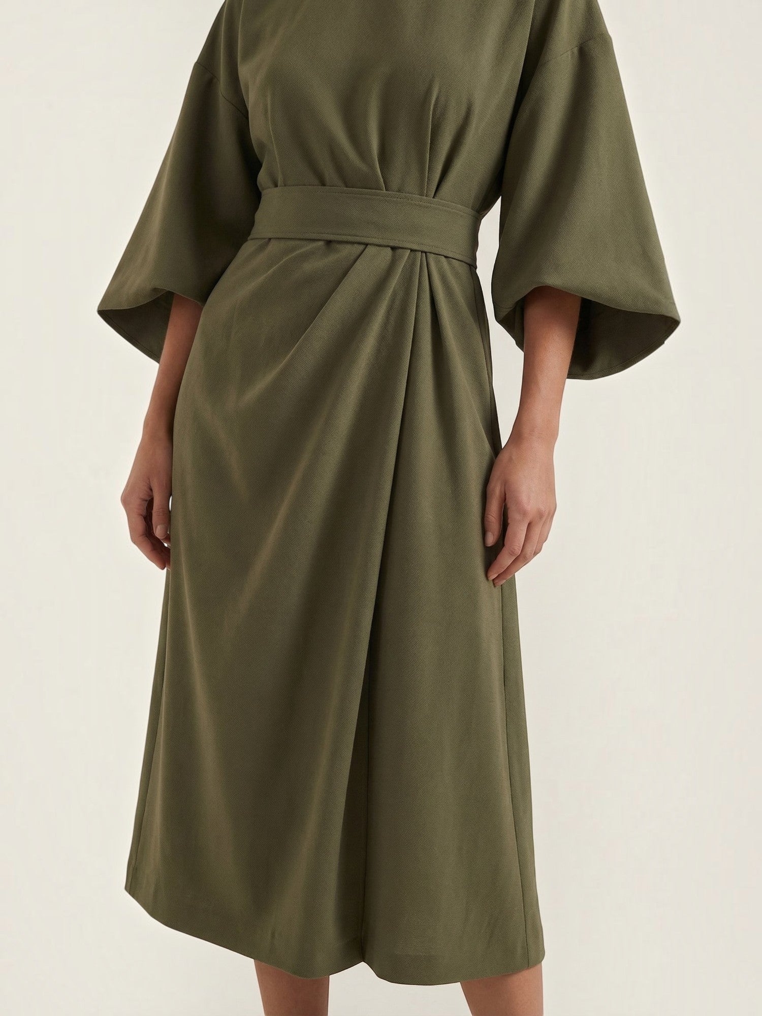 Robe femme ceinture nouée jupe asymétrique infroissable – Image 34