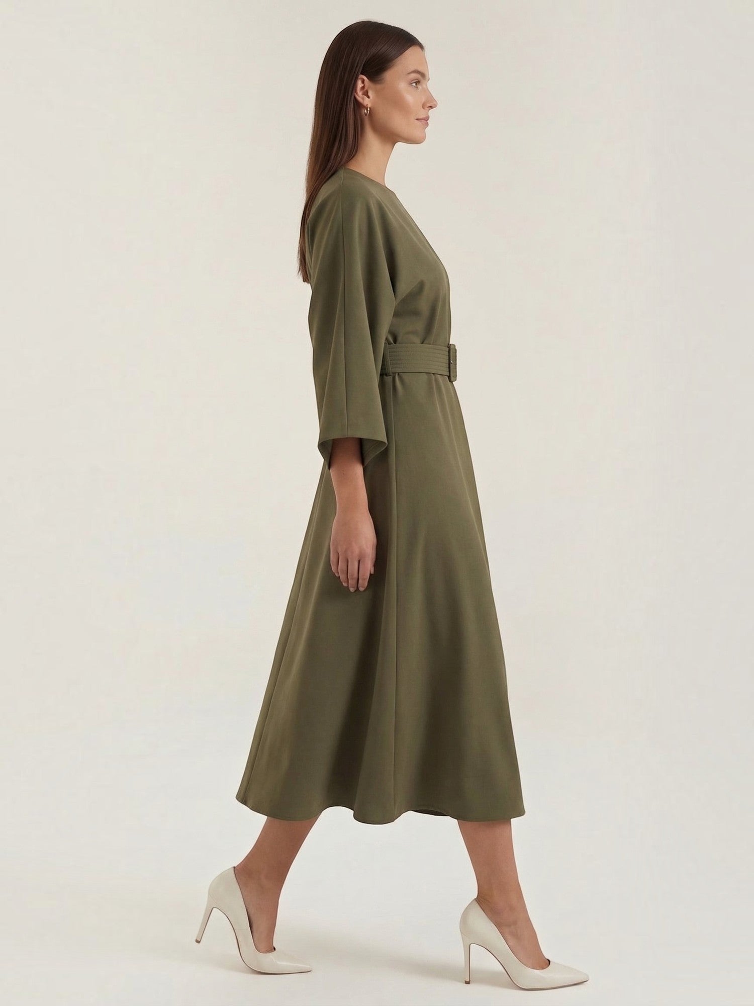 Robe femme ceinture nouée jupe asymétrique infroissable – Image 33