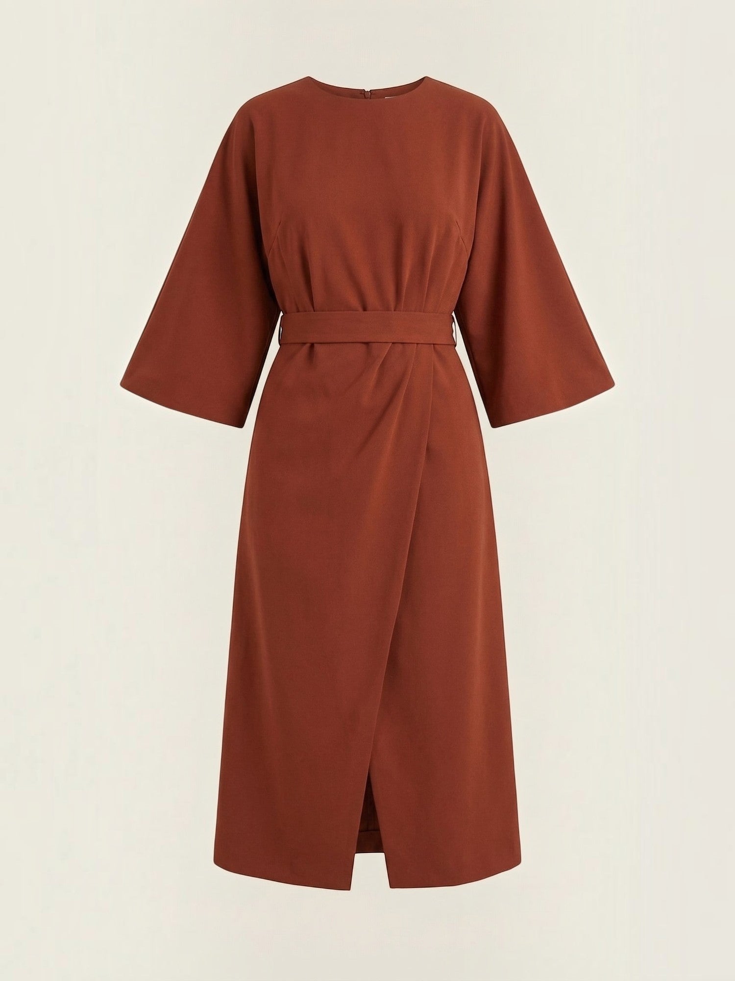 Robe femme ceinture nouée jupe asymétrique infroissable – Image 24