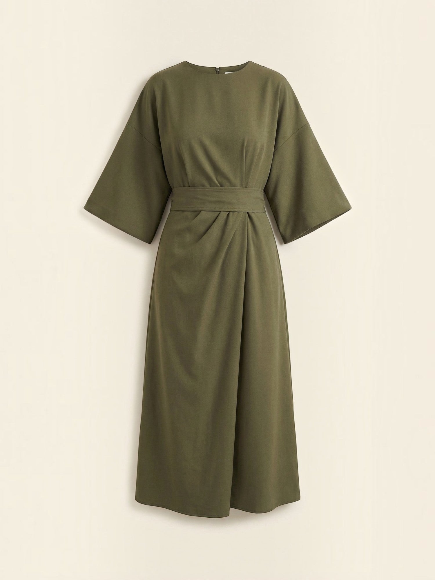 Robe femme ceinture nouée jupe asymétrique infroissable – Image 36