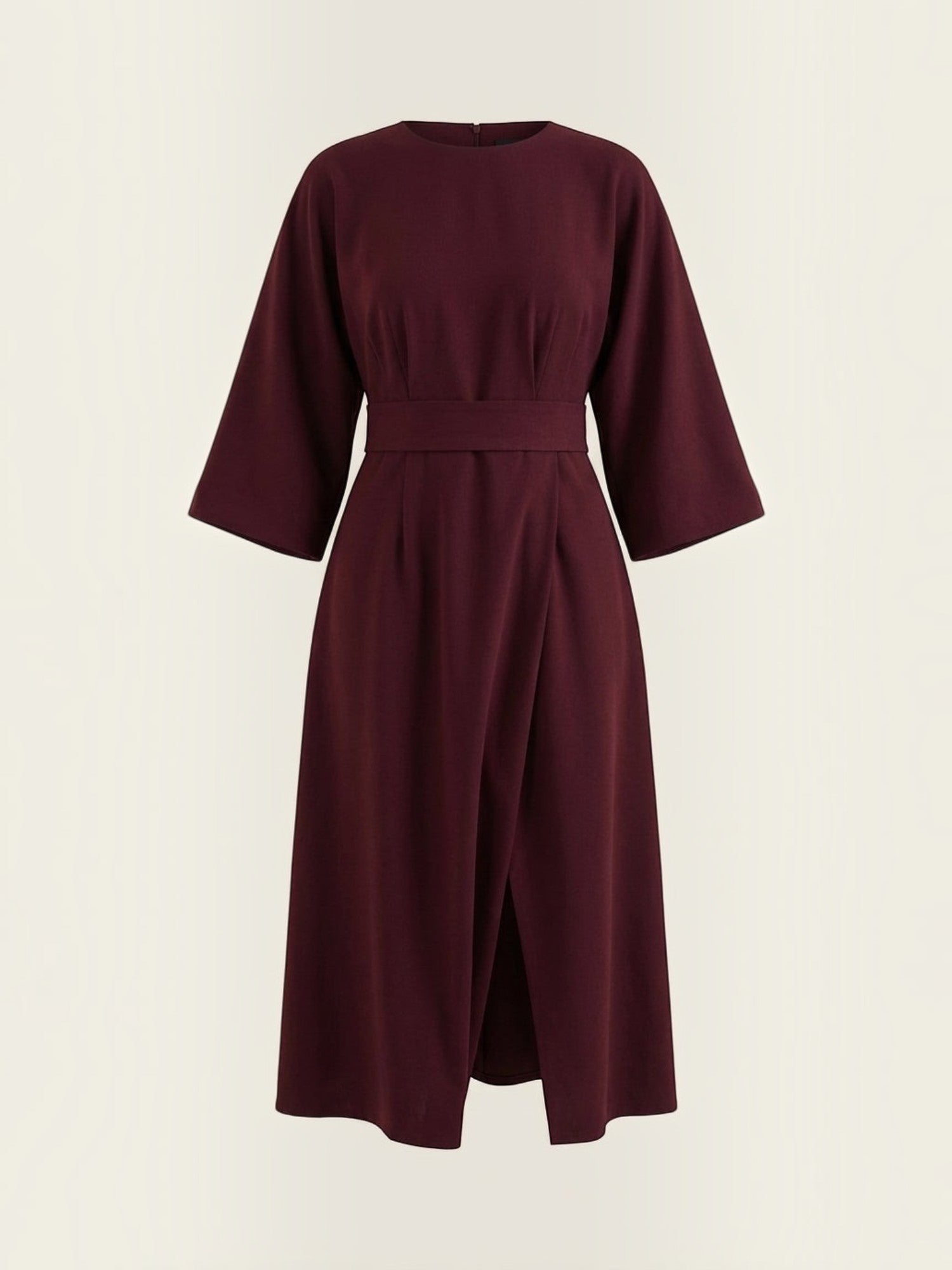 Robe femme ceinture nouée jupe asymétrique infroissable – Image 28