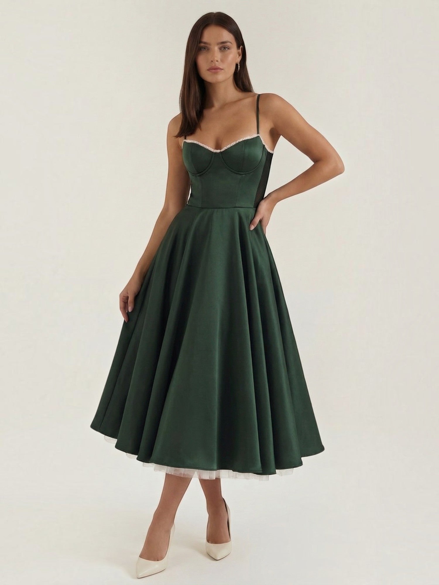 Robe femme soirée décolleté cœur tulle élégante – Image 2