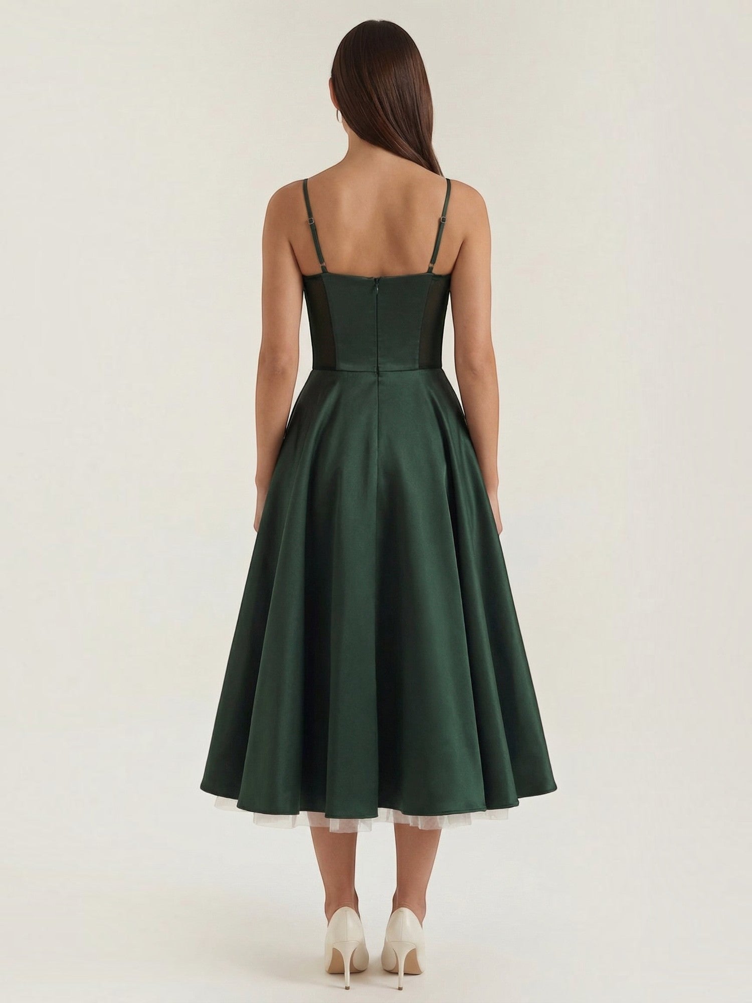 Robe femme soirée décolleté cœur tulle élégante – Image 14