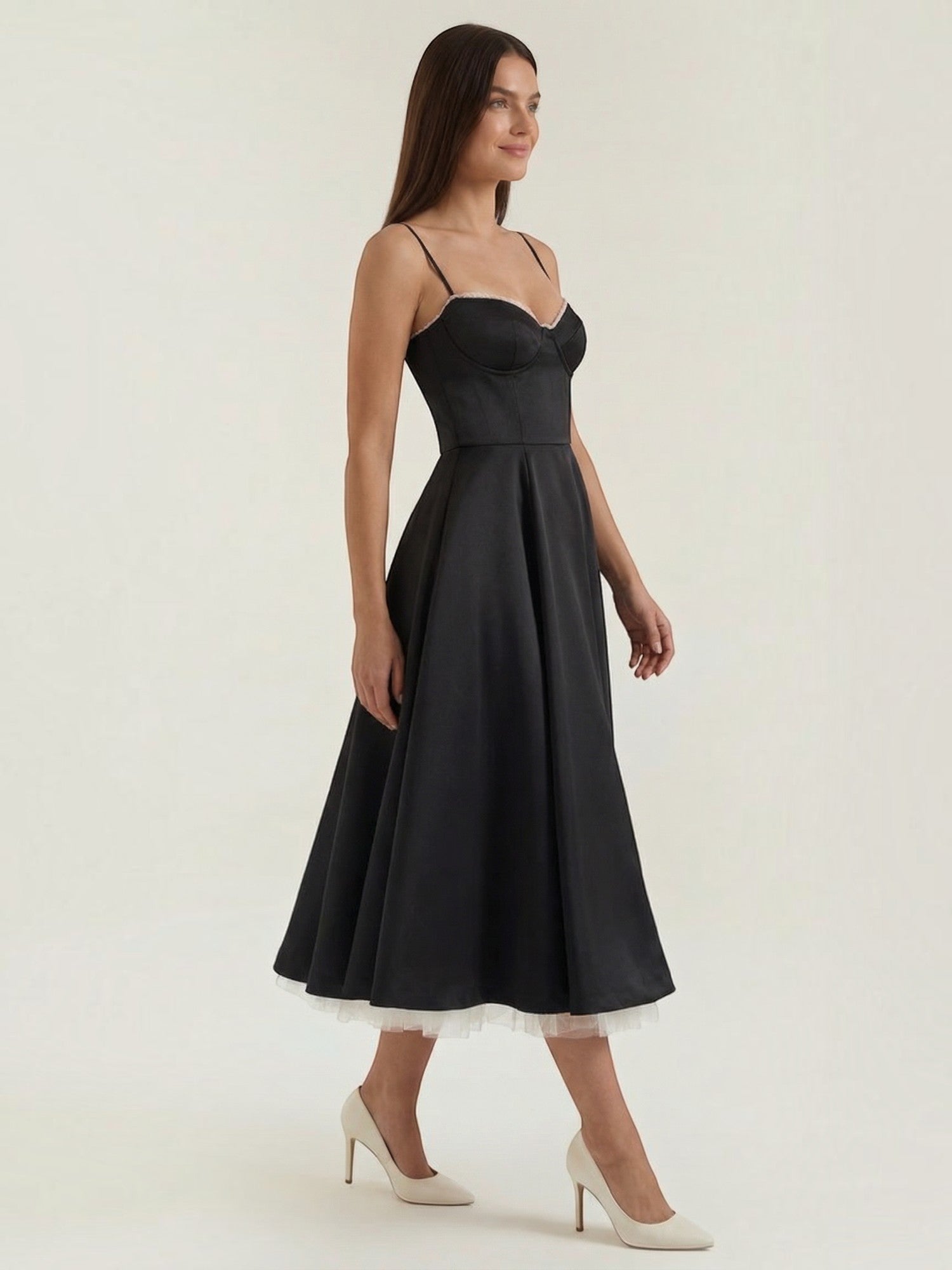 Robe femme soirée décolleté cœur tulle élégante – Image 20