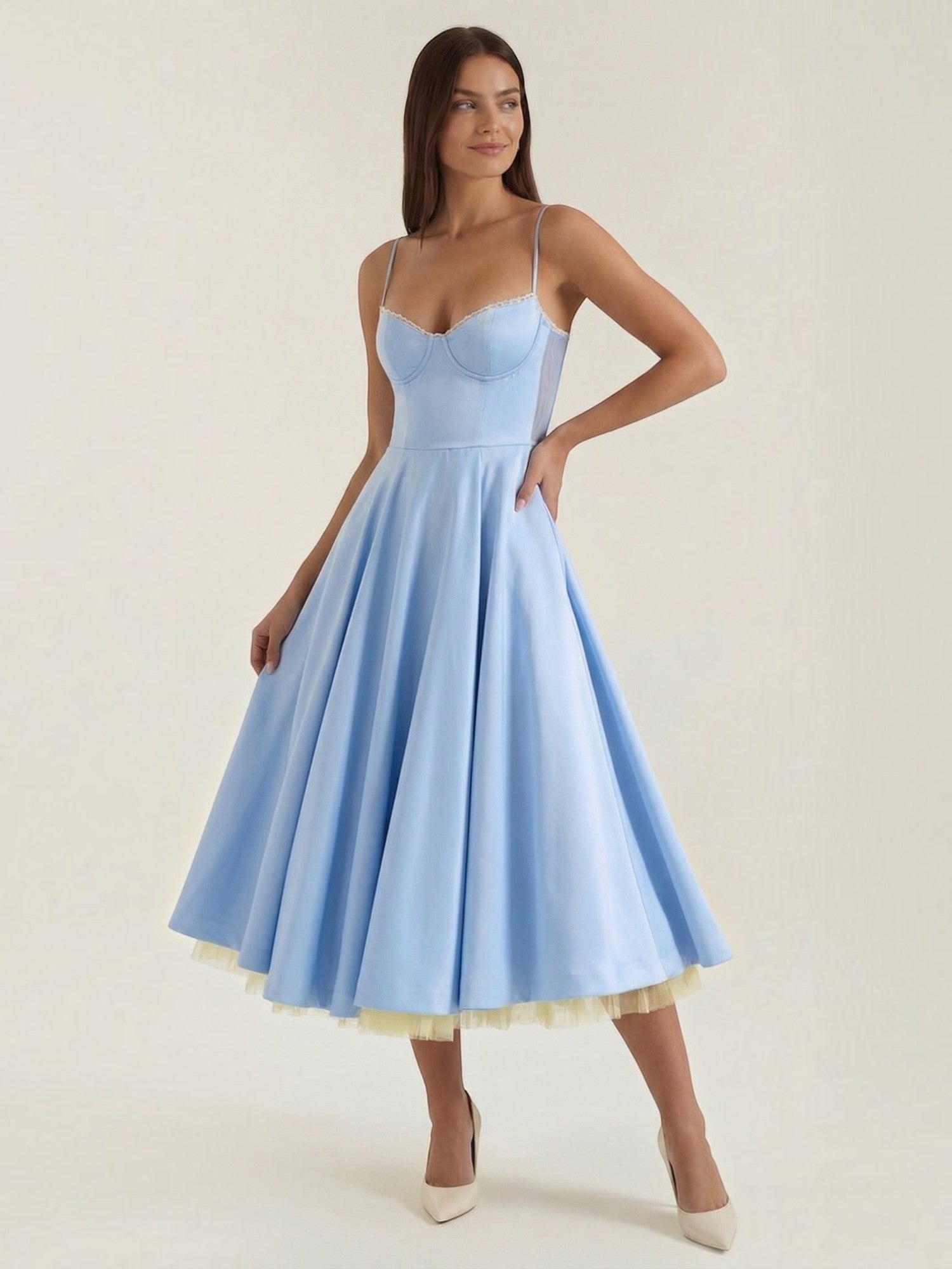 Robe femme soirée décolleté cœur tulle élégante – Image 3