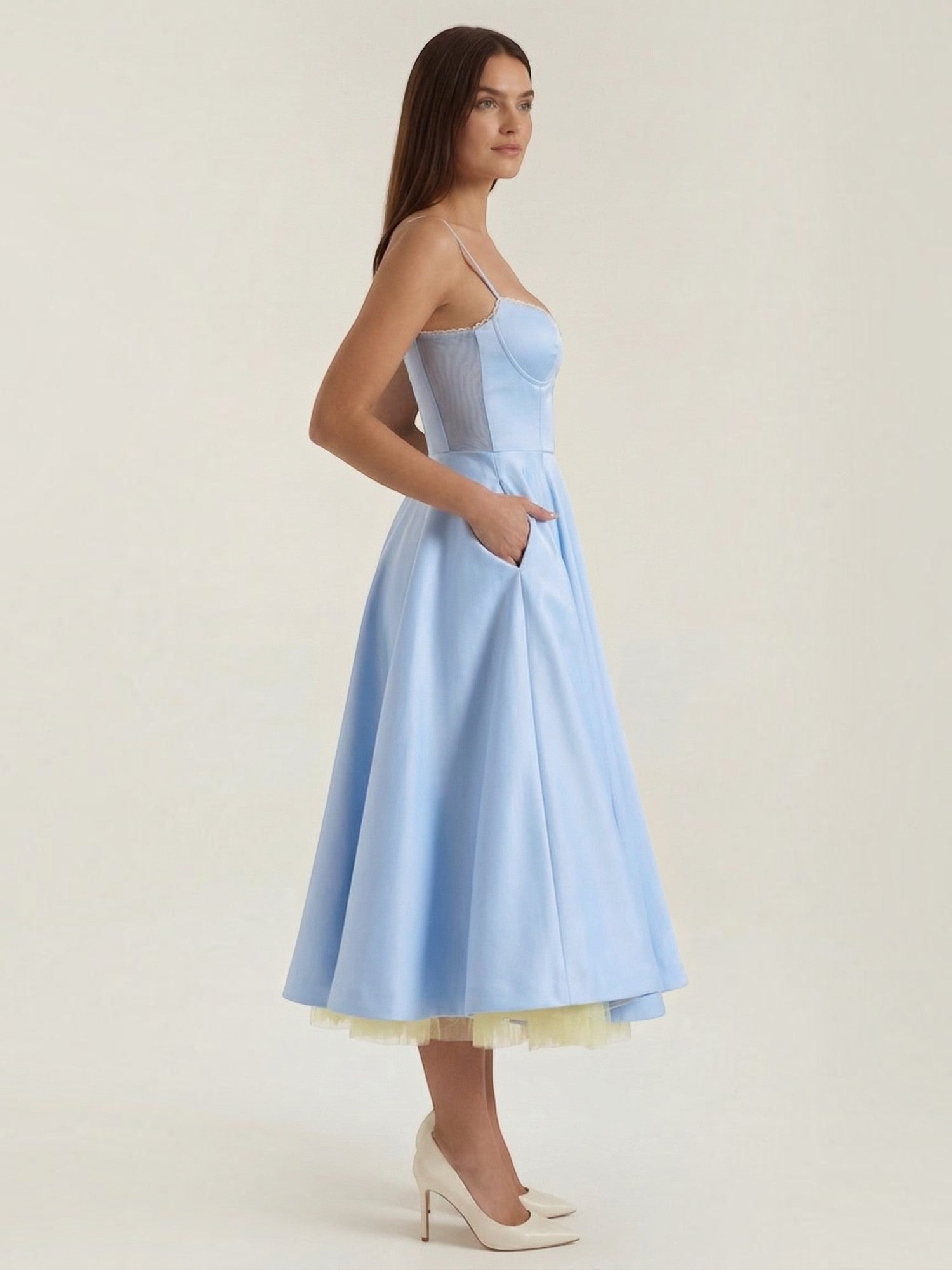 Robe femme soirée décolleté cœur tulle élégante – Image 16