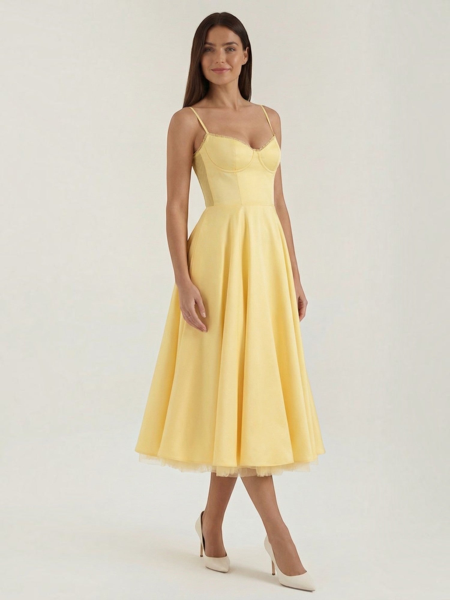 Robe femme soirée décolleté cœur tulle élégante – Image 5