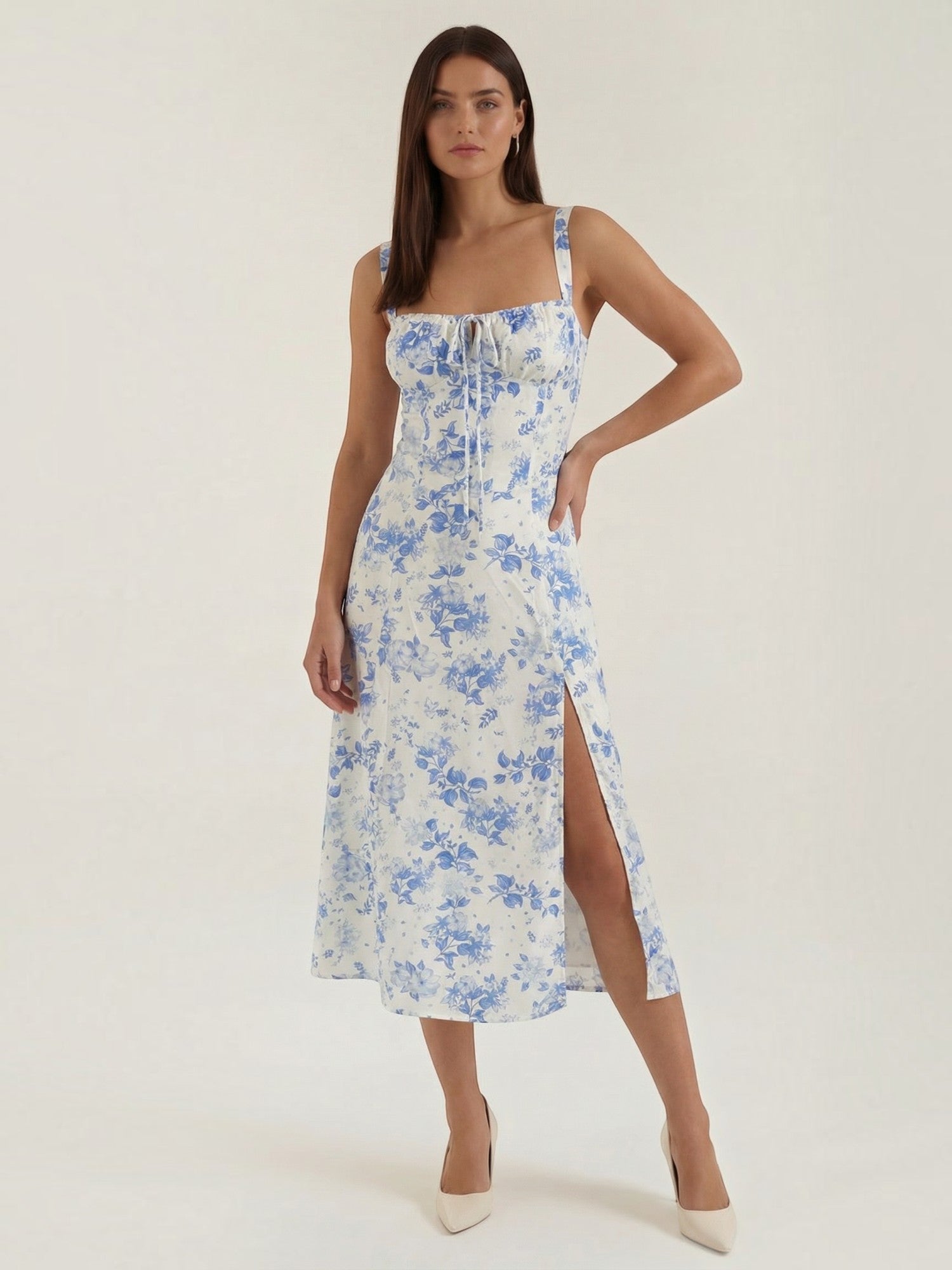 Robe femme midi fluide à imprimé floral