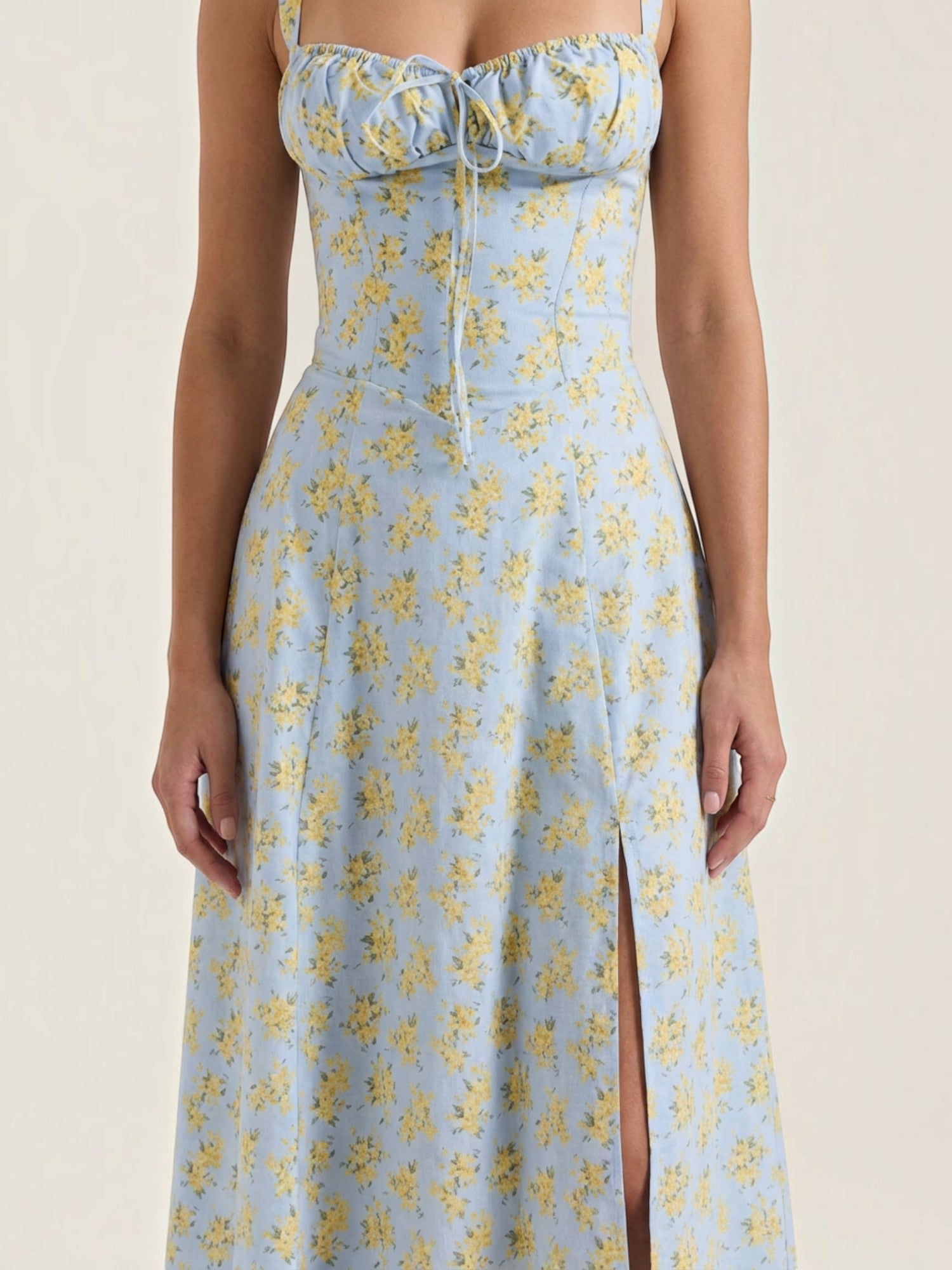 Robe femme imprimé floral encolure cœur froncée fluide – Image 15