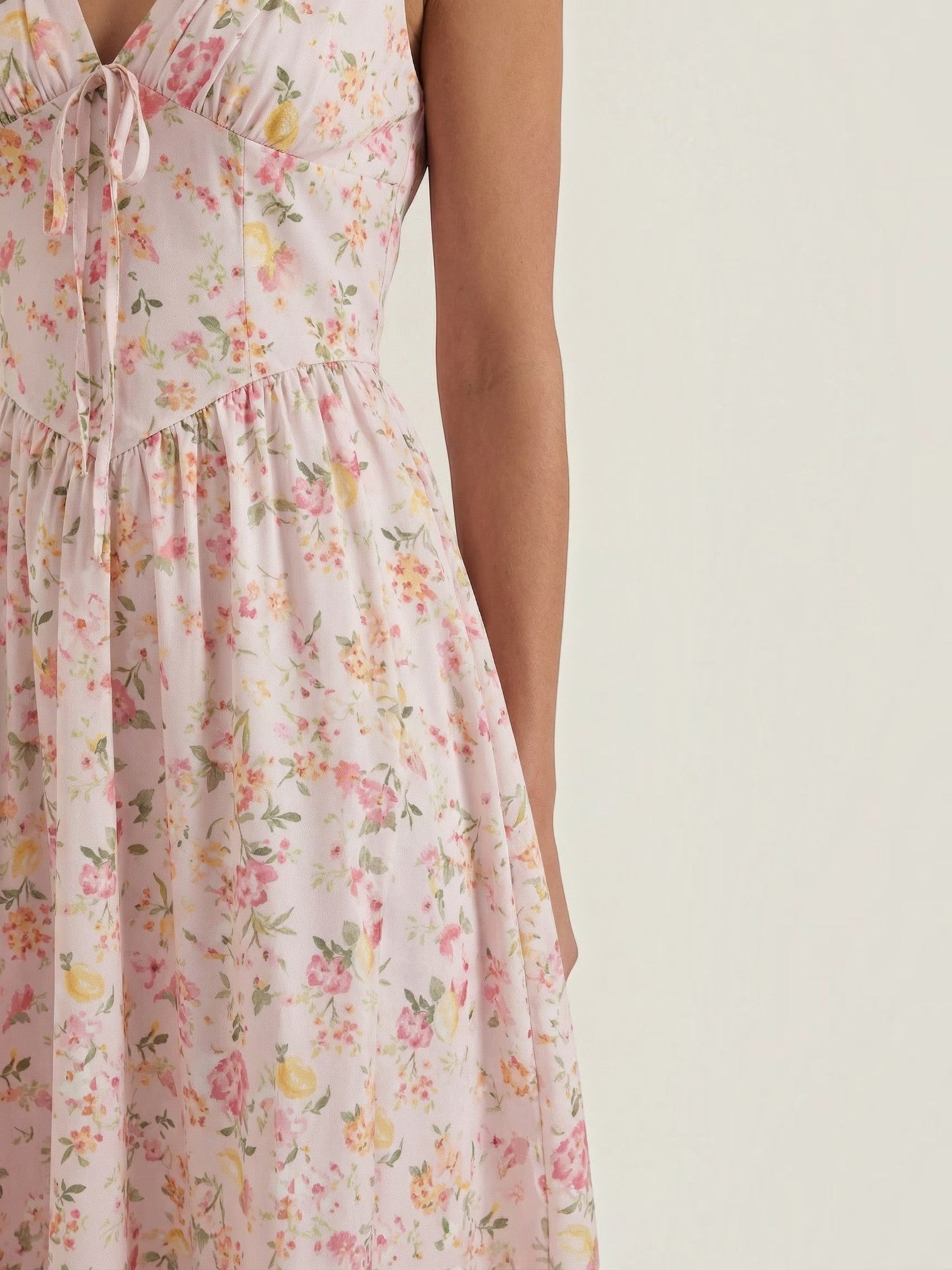 Robe femme décolleté V laçage jupe midi évasée – Image 44