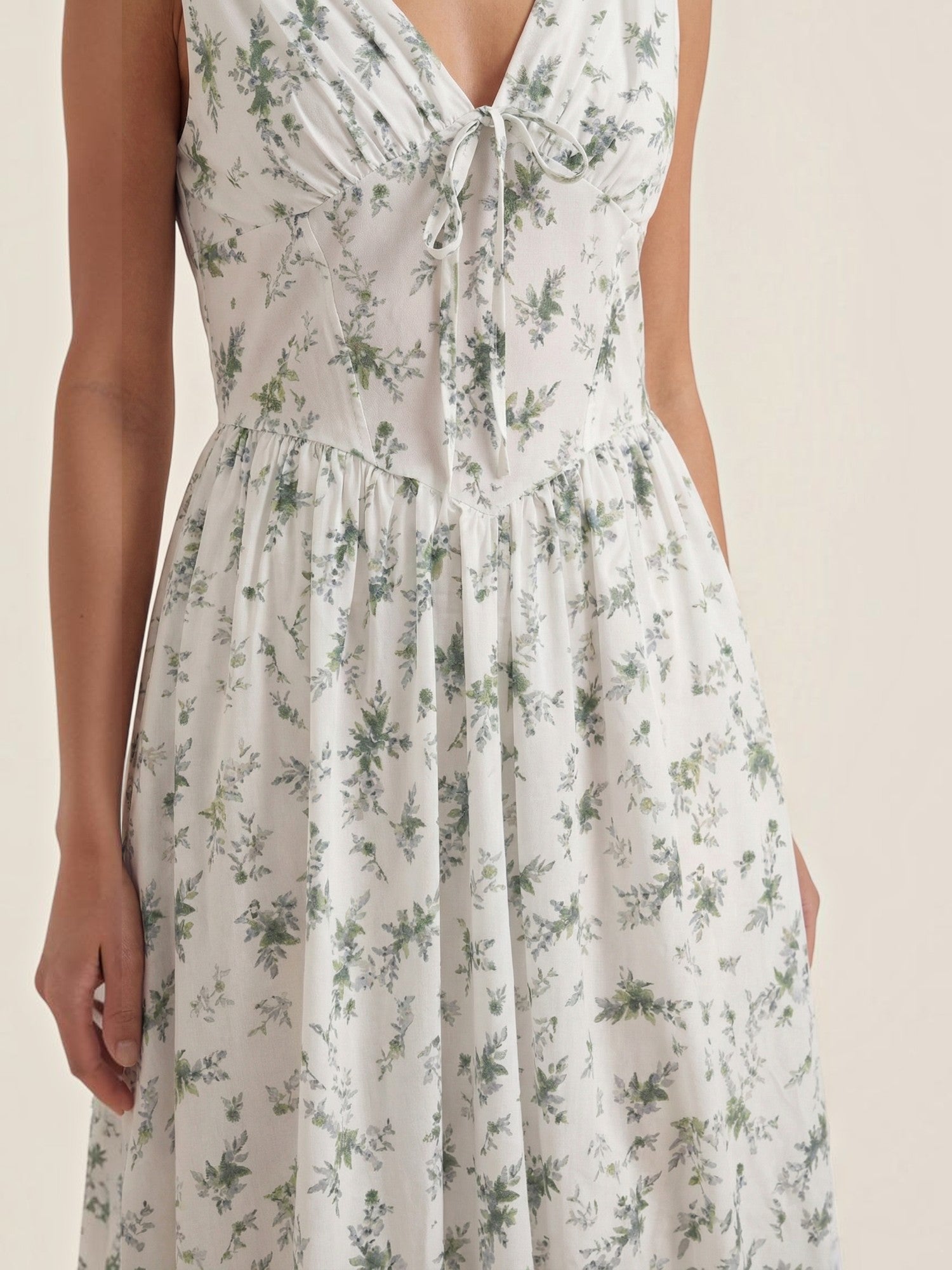 Robe femme décolleté V laçage jupe midi évasée – Image 32