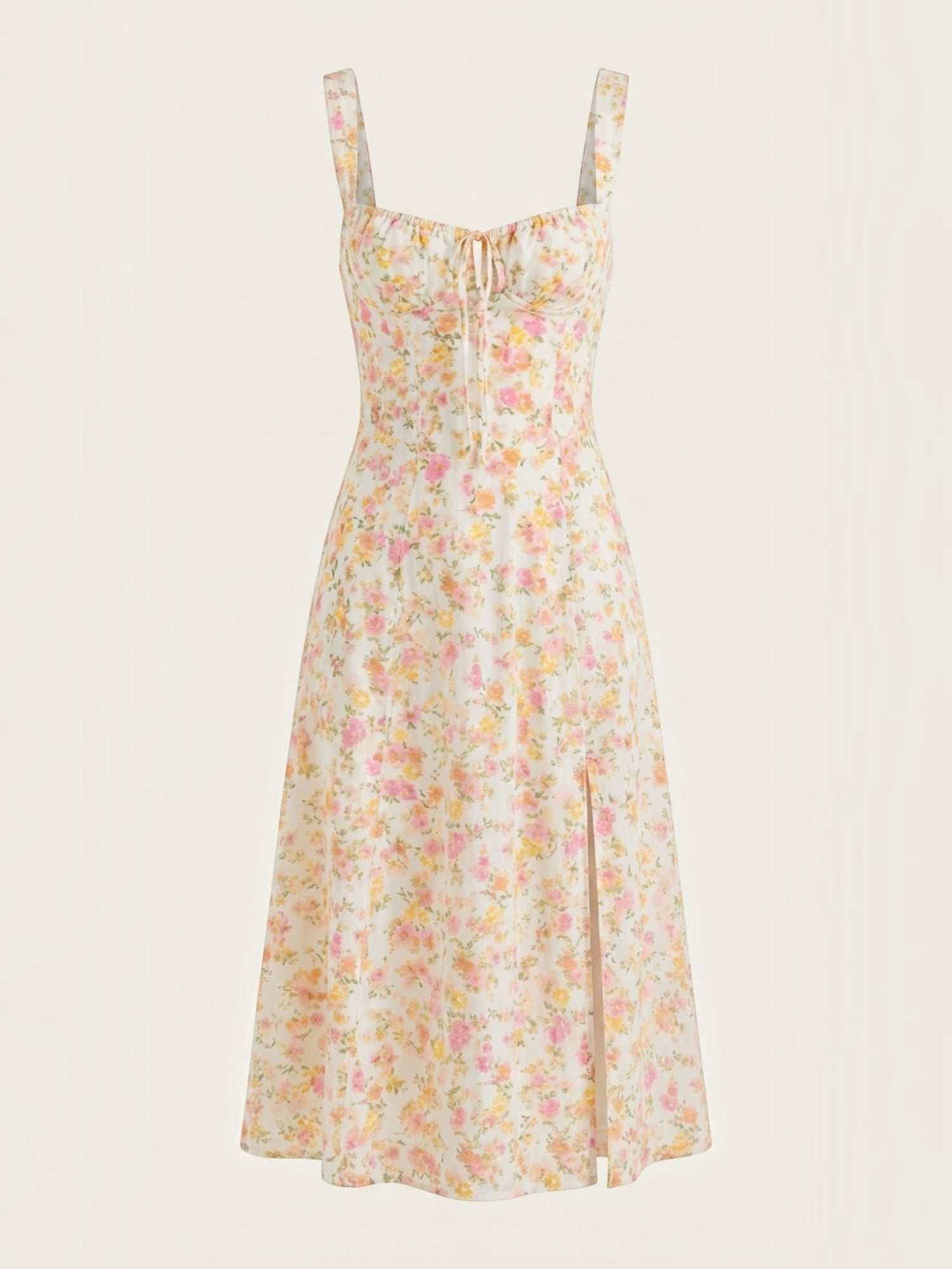 Robe femme imprimé floral encolure cœur froncée fluide – Image 25
